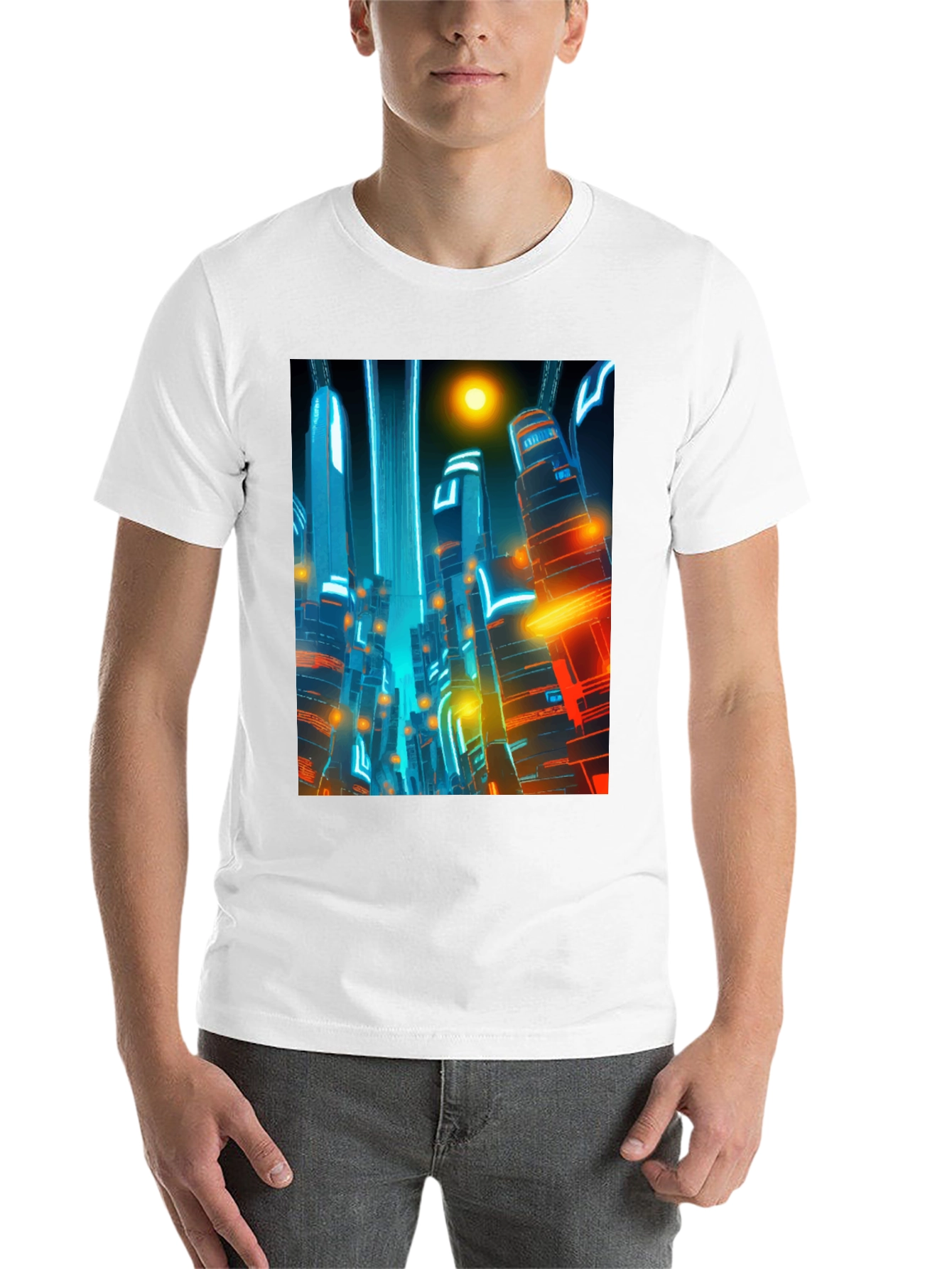 Black Futuristic Cityscape Graphic Tee - Cyberpunk Style Shirt view 14