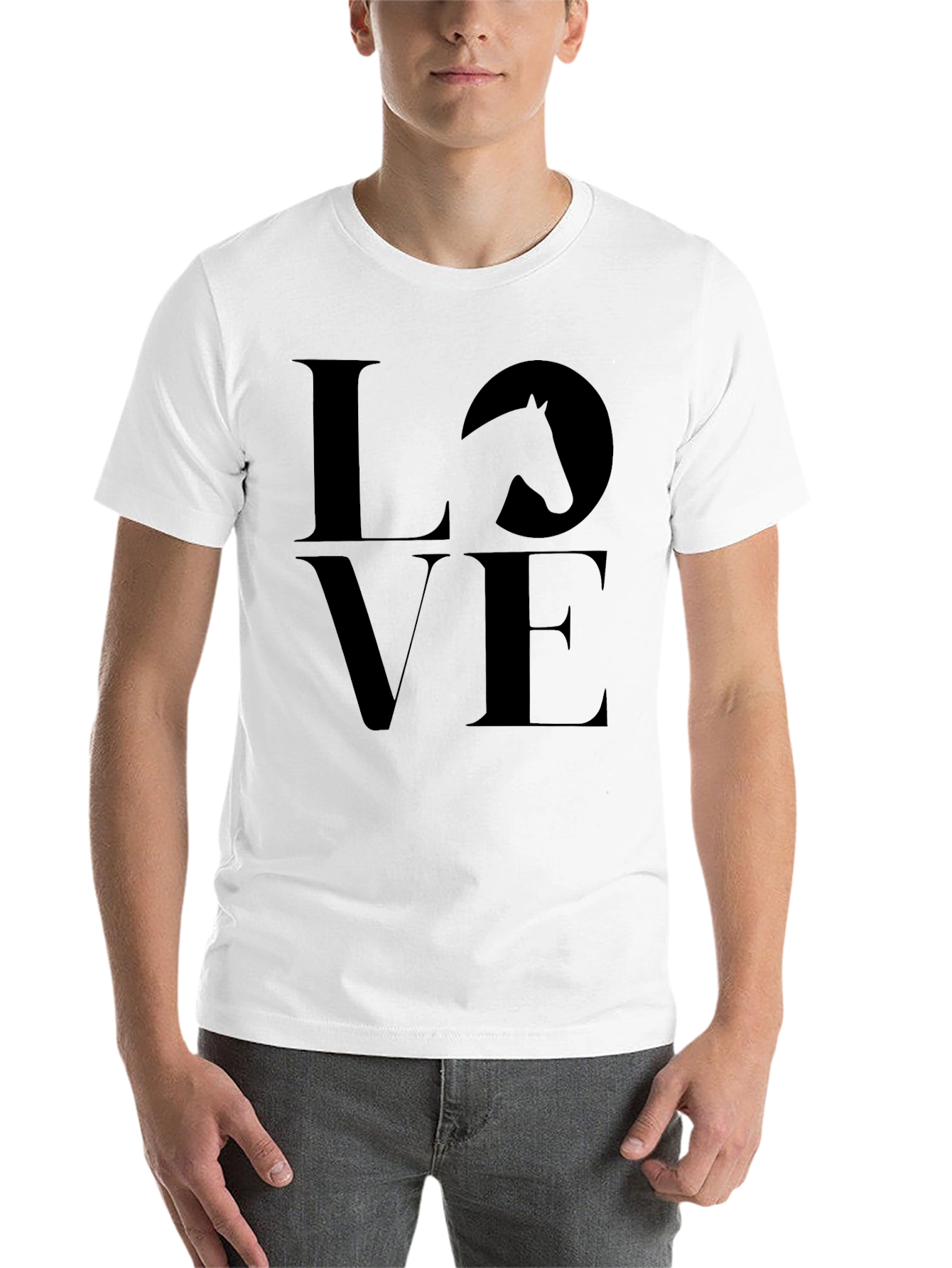 Black Love Horses Black T-Shirt, Men's Casual Tee view 14