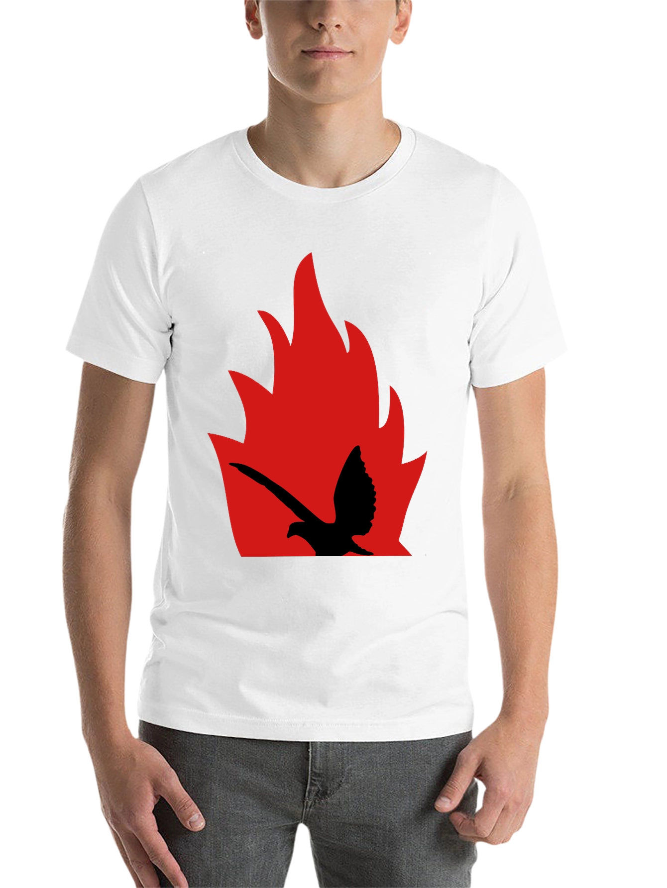 Black Fiery Bird Graphic Tee - Bold Black Shirt view 14