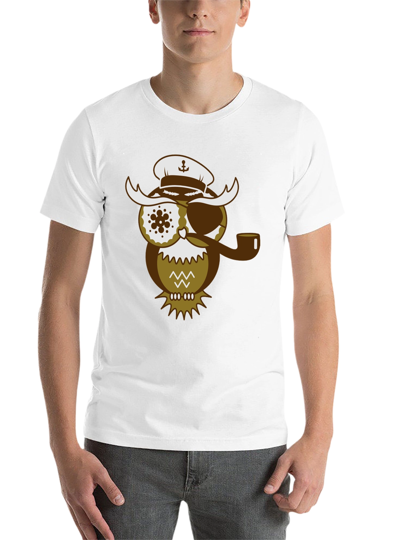 Black Pirate Owl Graphic T-Shirt - Unique Design Tee view 14