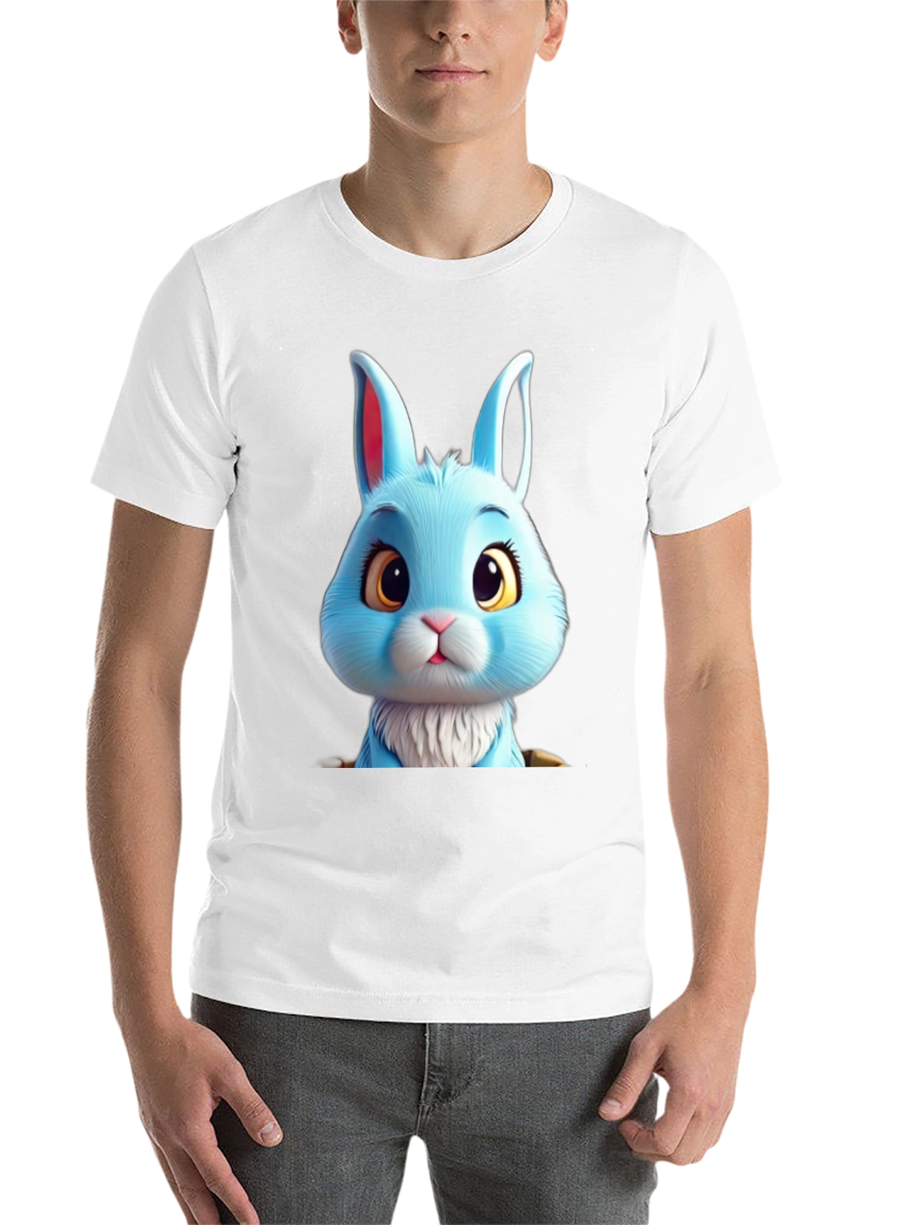 Black Cute Blue Bunny Graphic Tee - Soft & Stylish view 14