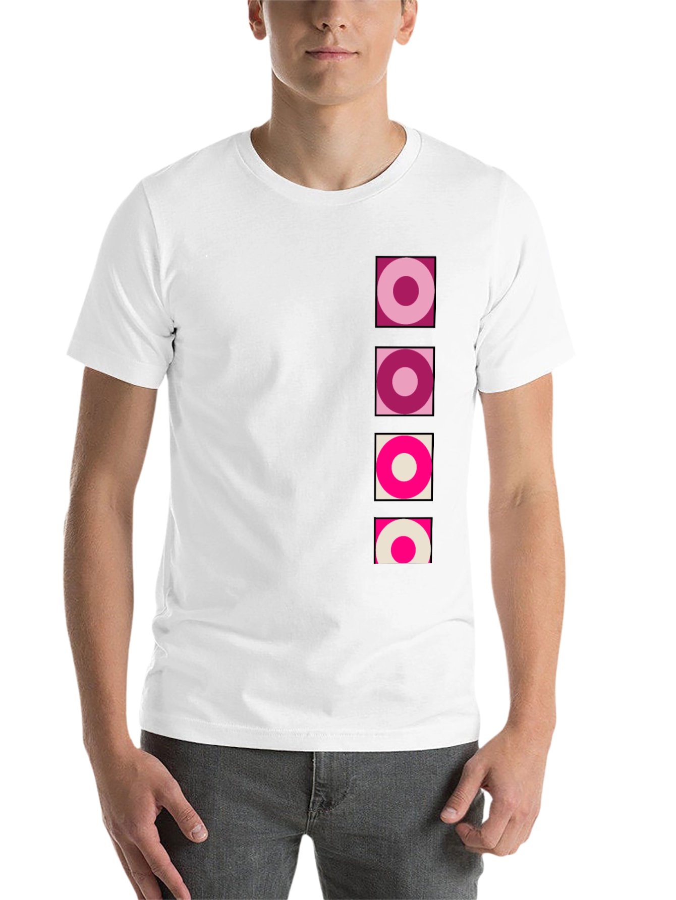 Black Retro Circle Design Black T-Shirt view 14