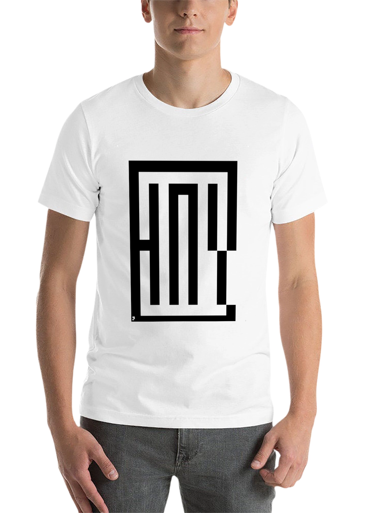 Black Geometric Maze Graphic Tee - Black Cotton Blend view 14