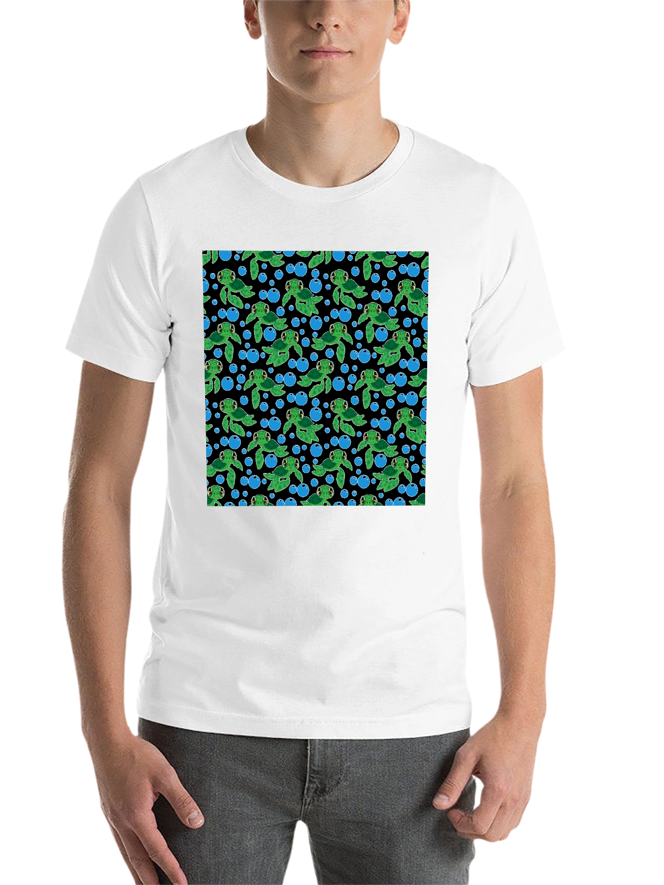 Black Turtle Bubbles Black T-Shirt view 14