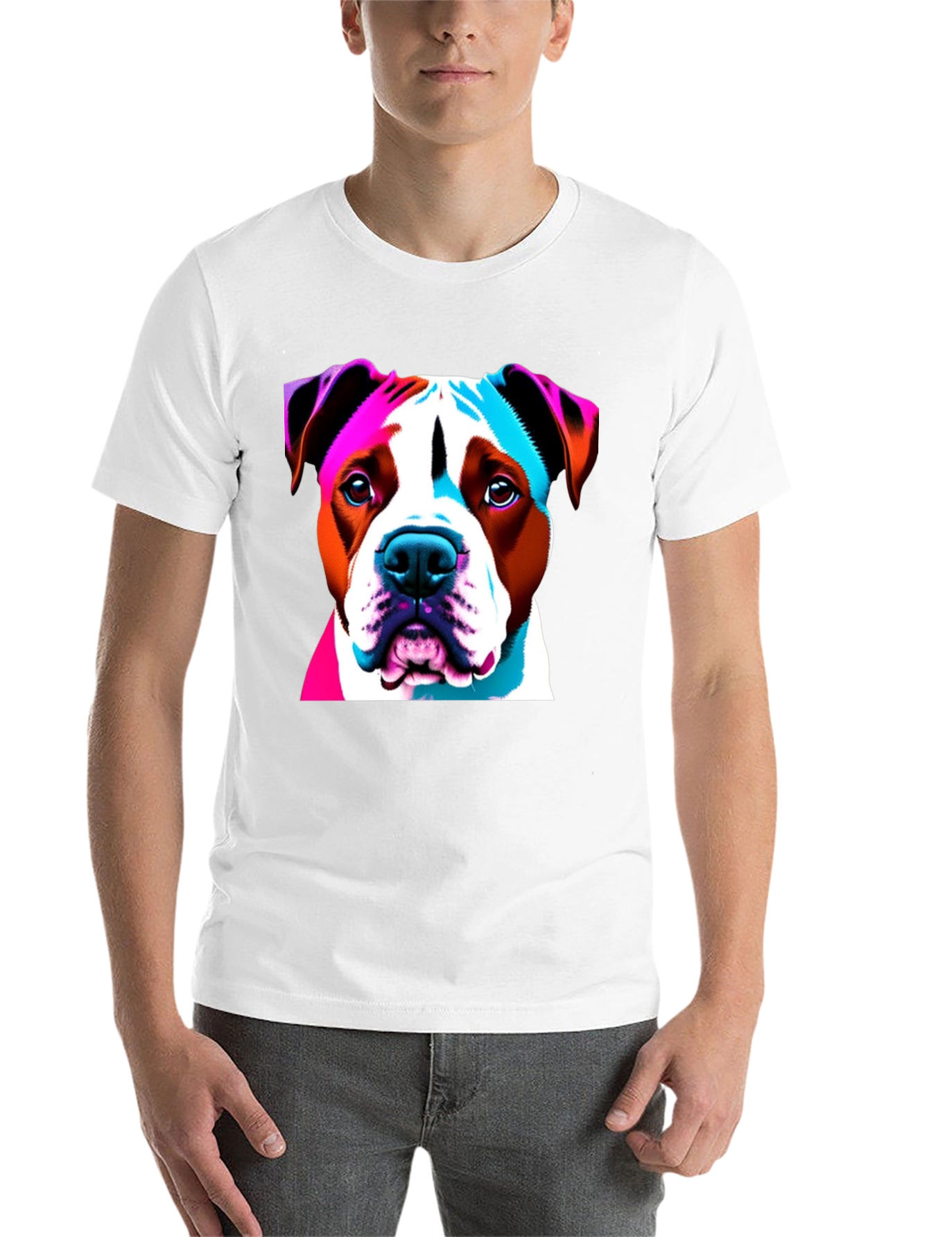Black Vibrant Dog Graphic Tee - Unisex Black T-Shirt view 14