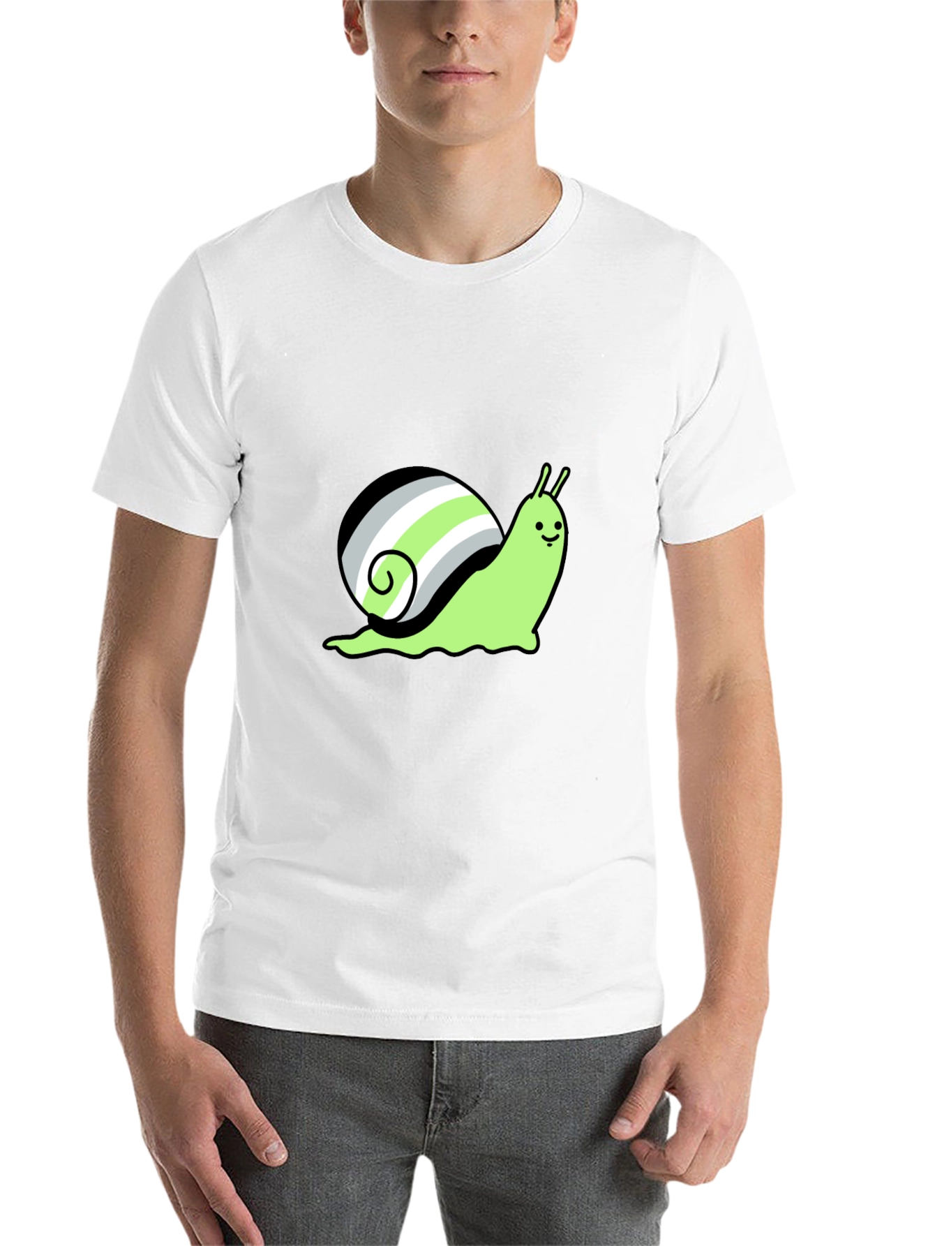 Black Agender Pride Snail T-Shirt - Black view 14
