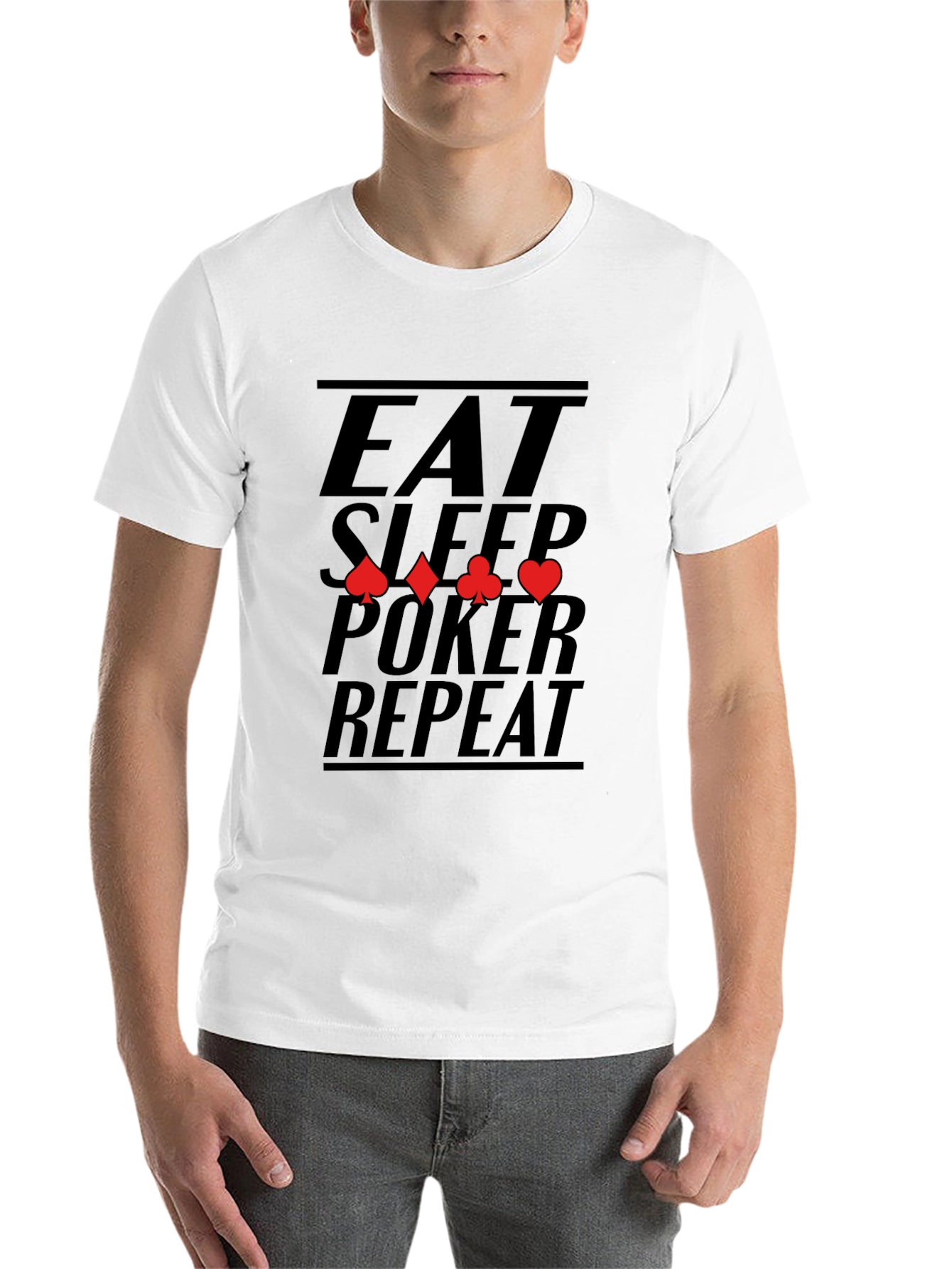 Eat Sleep Poker Repeat T-Shirt, Black Cotton Tee - 14