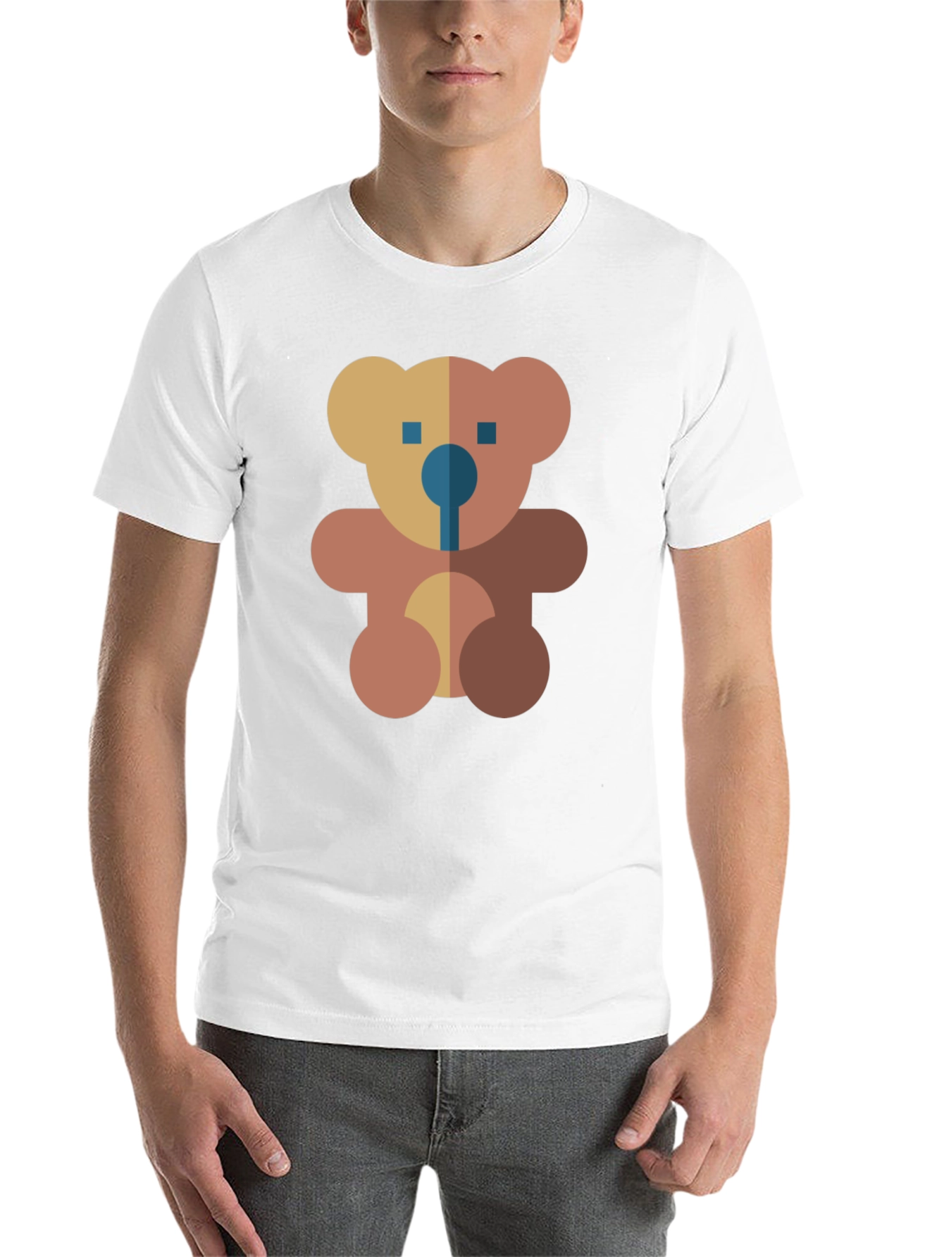 Black Geometric Teddy Bear Graphic Black T-Shirt view 14