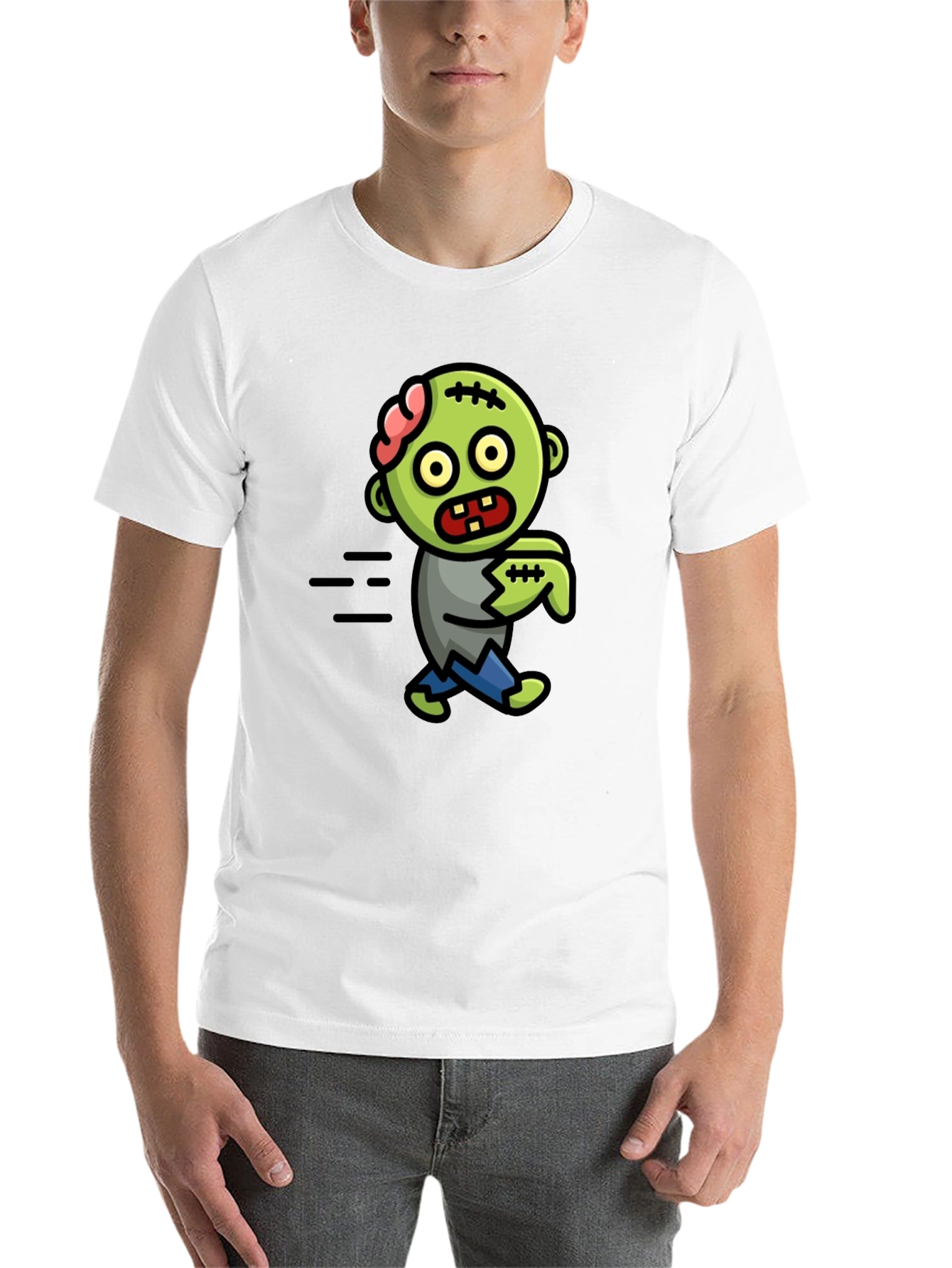 Black Zombie Cartoon Black T-Shirt view 14