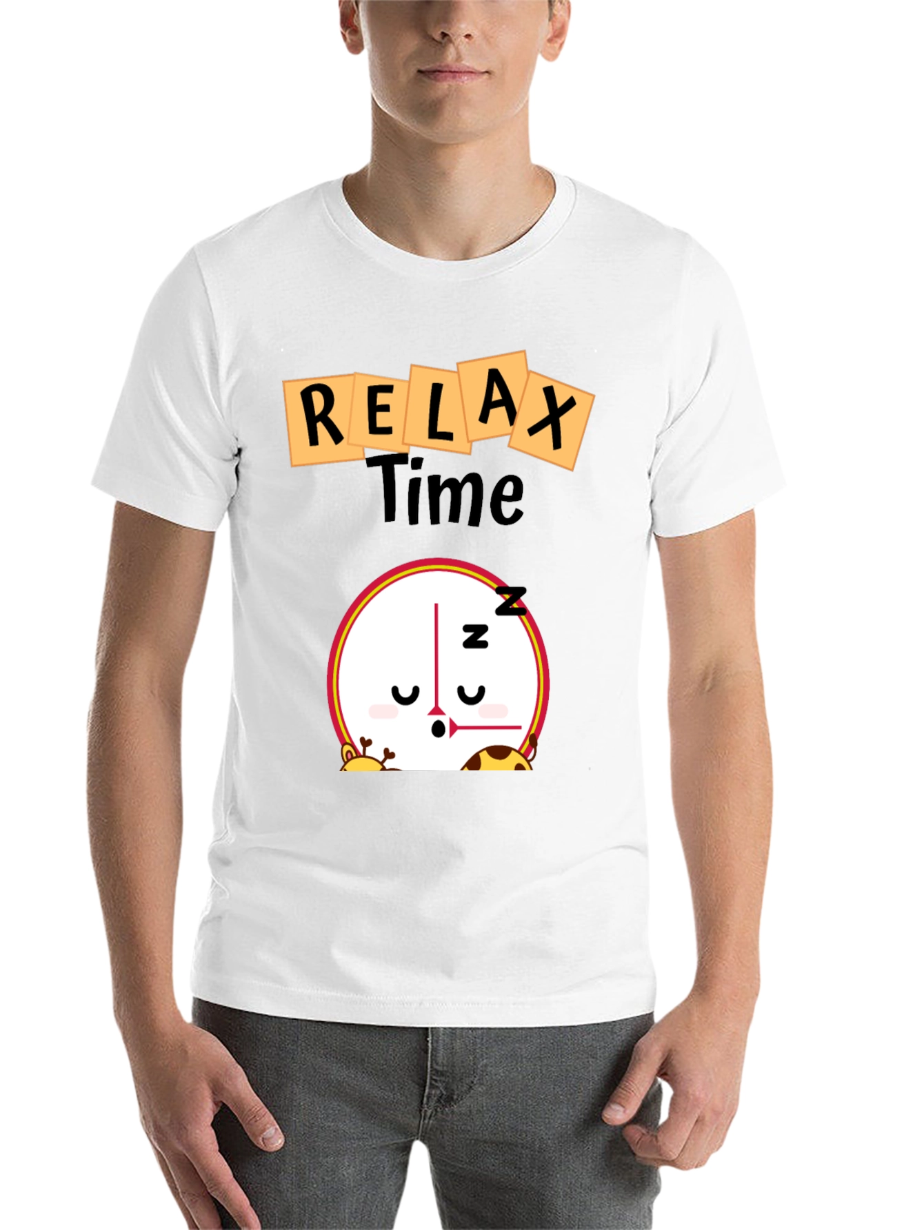 Black Relax Time Graphic Tee - Cartoon Clock Design view 14