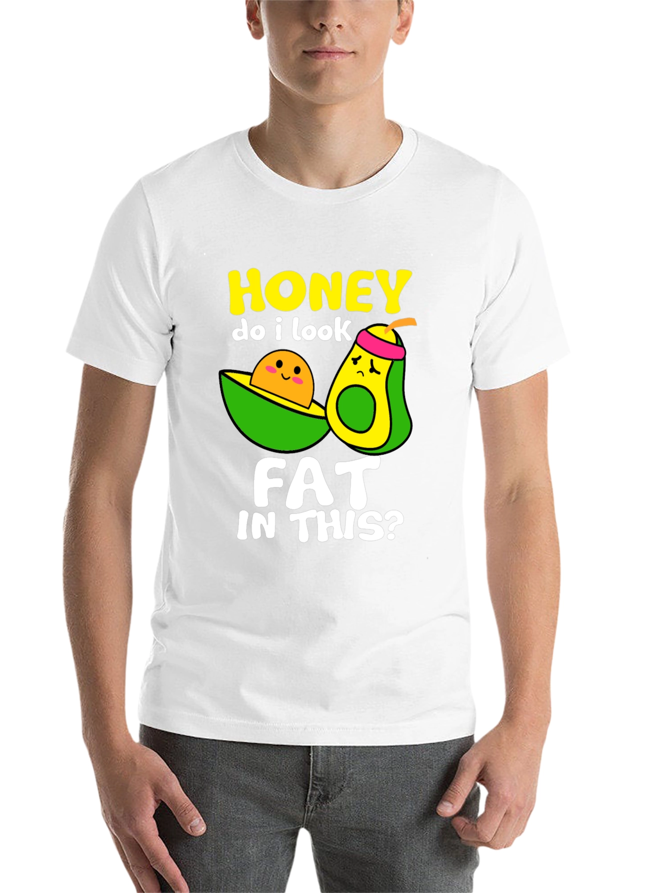 Black Funny Avocado Graphic T-Shirt - Honey Do I Look Fat? view 14