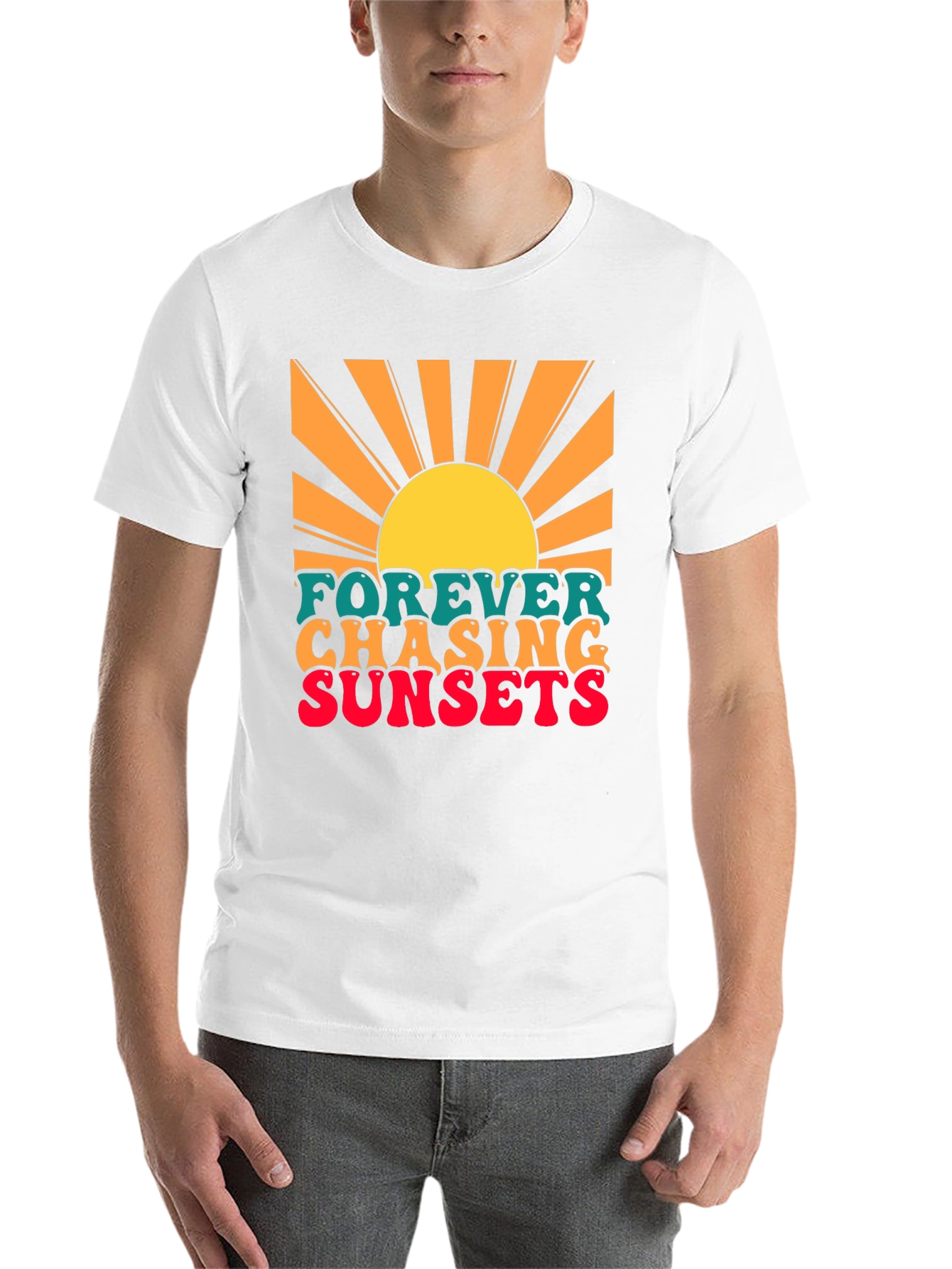 Black Forever Chasing Sunsets Graphic T-Shirt view 14