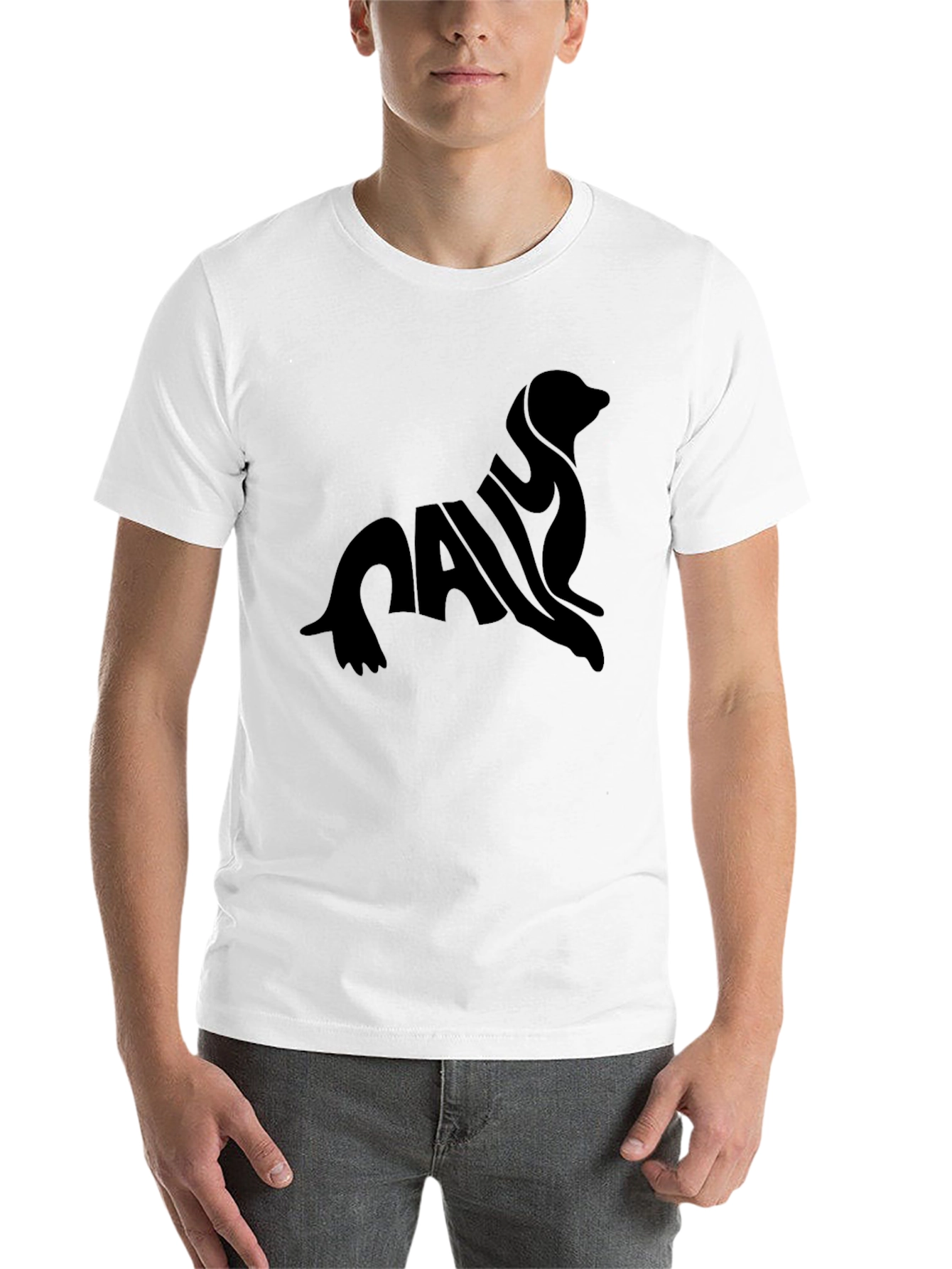 Black Men's Black Seal Graphic Tee - Unique Animal Design view 14