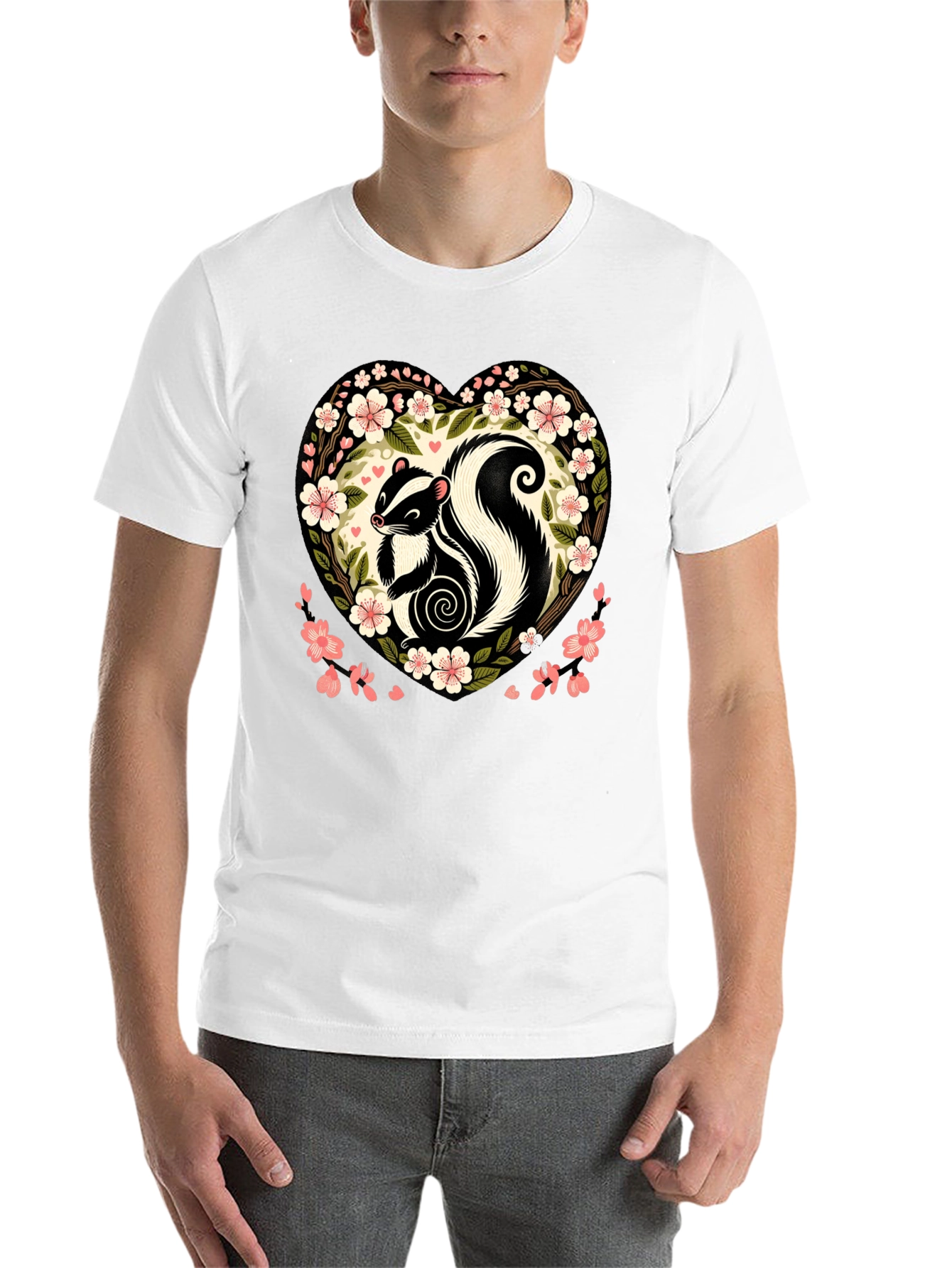 Black Skunk Heart Floral Graphic Tee view 14