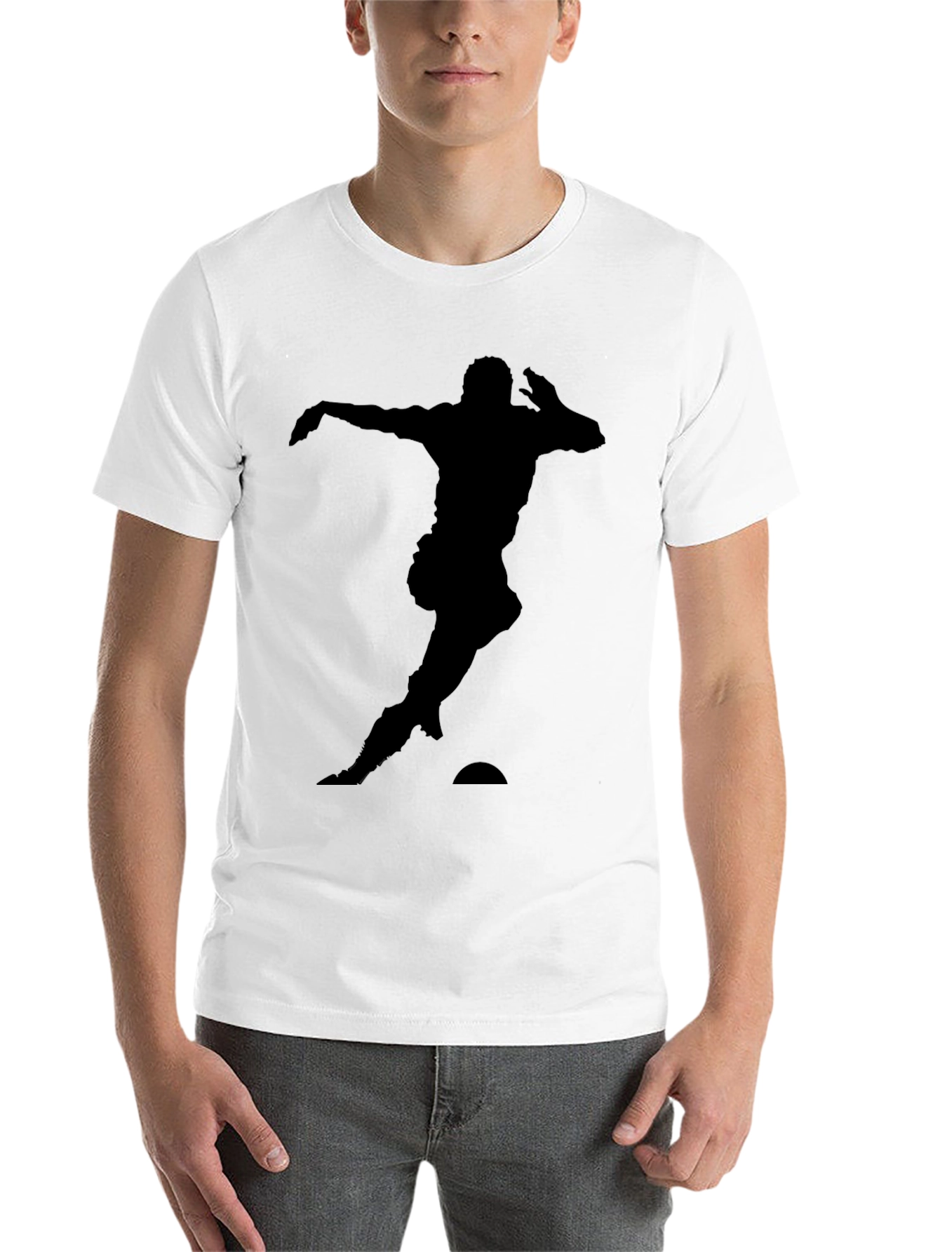 Black Soccer Player Silhouette Black T-Shirt view 14