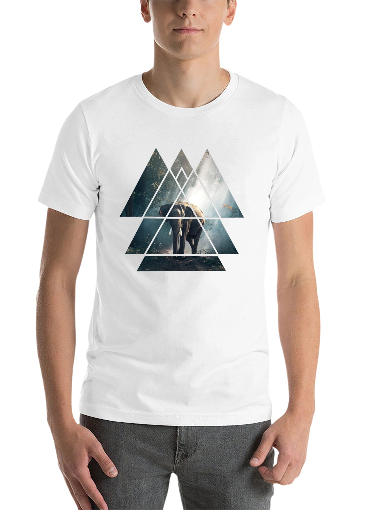 Black Elephant Triangle Graphic Black T-Shirt view 14