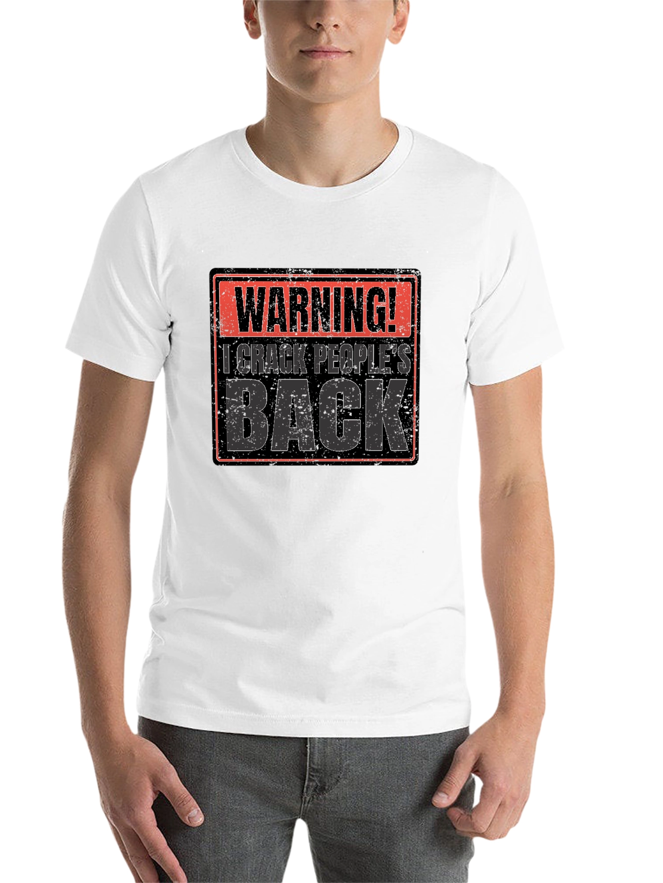Black Warning! I Crack People's Back Funny T-Shirt view 14