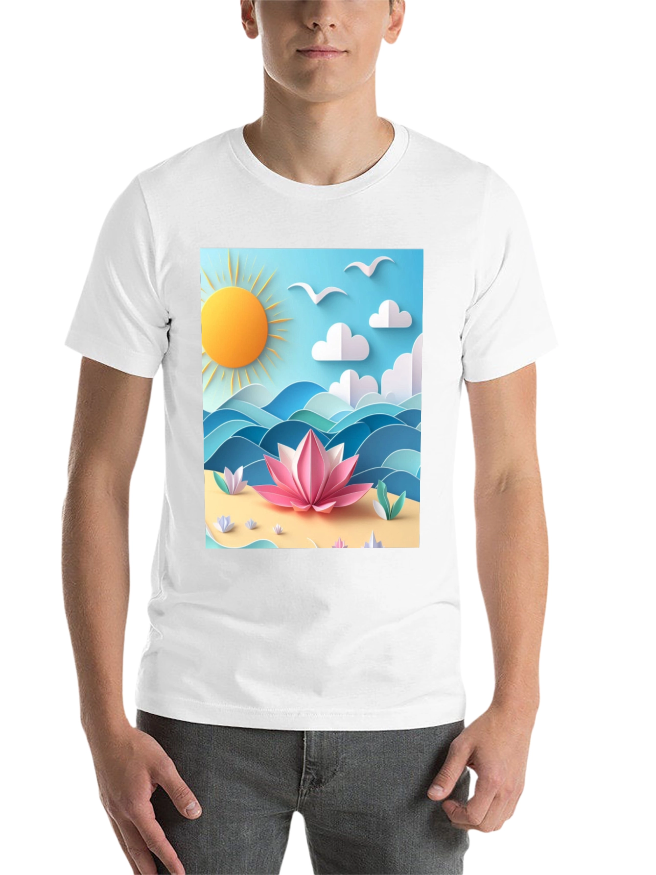 Black Black Tee with Beach Lotus Graphic view 14