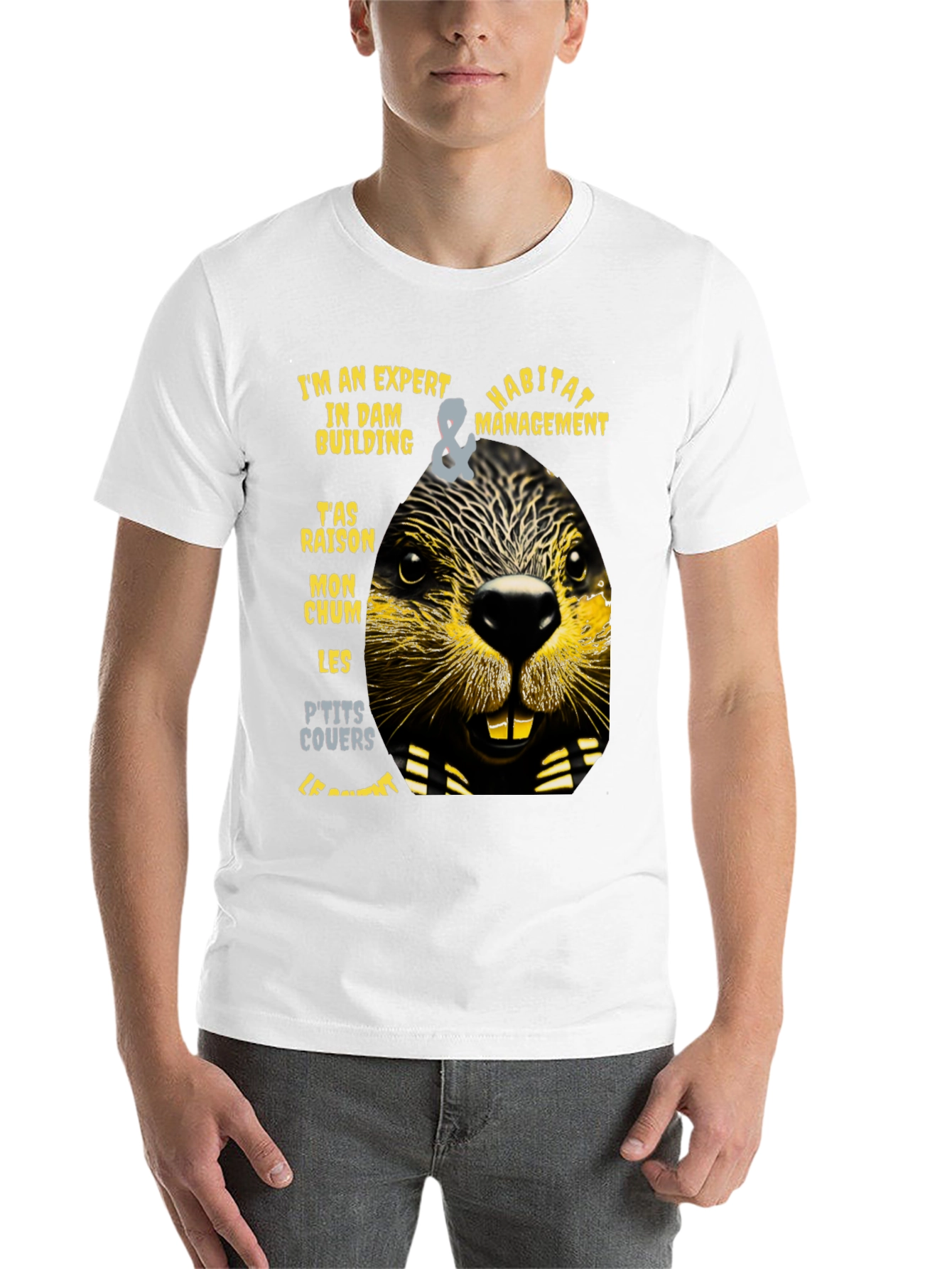 Black Expert Dam Builder T-Shirt - Funny Beaver Habitat Management Tee view 14