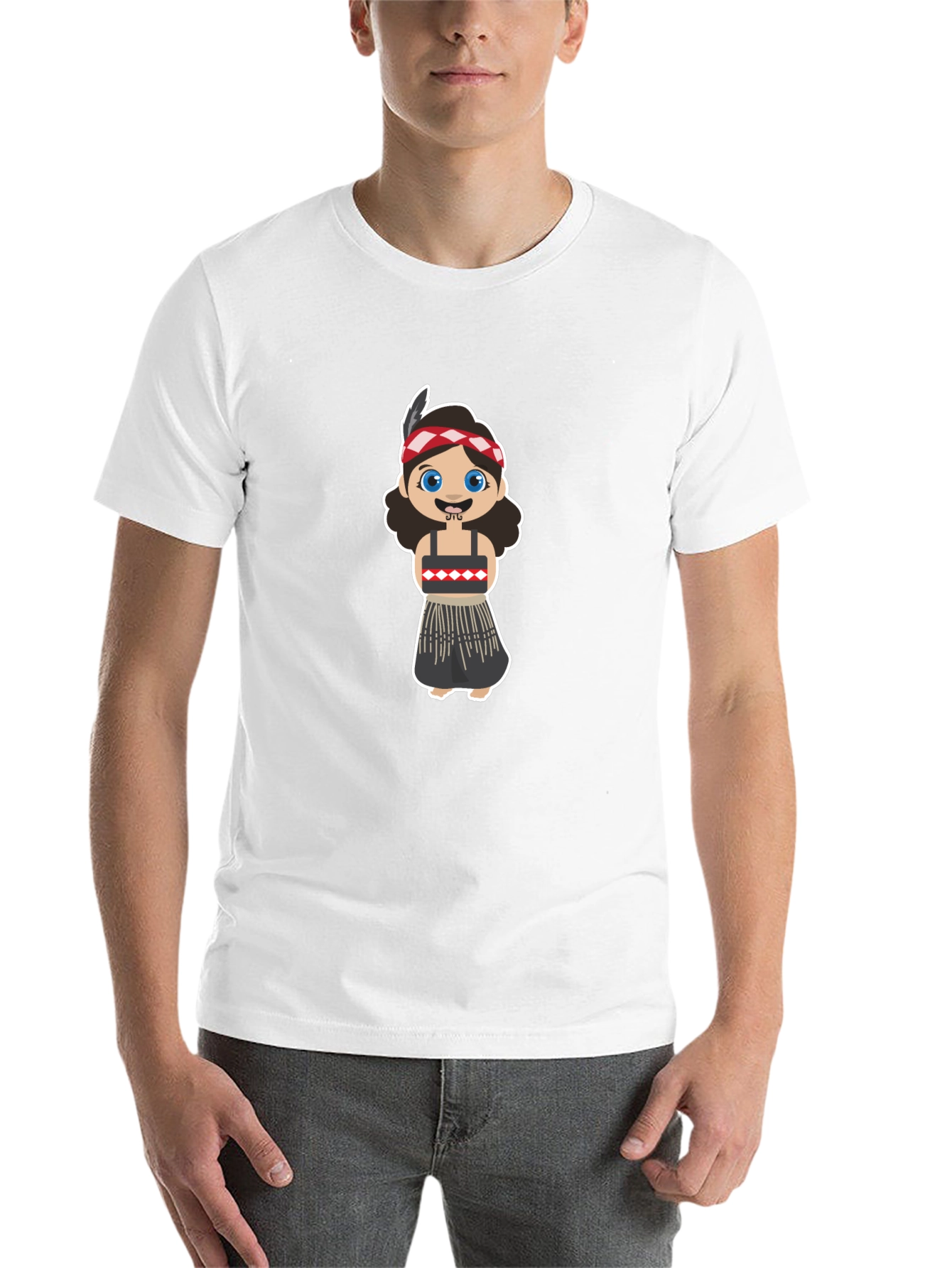 Black Maori Girl Cartoon Graphic Tee - Black view 14