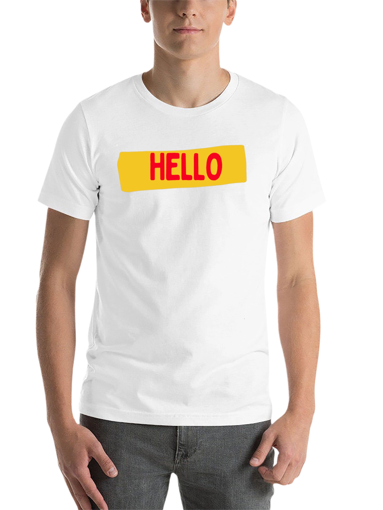 Black Hello T-Shirt - Casual Graphic Tee view 14