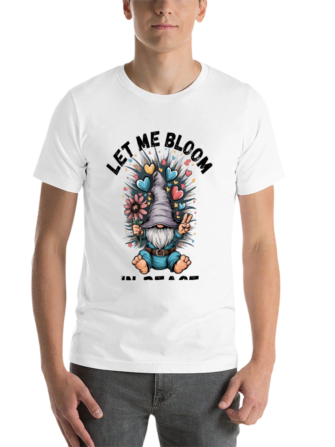 Let Me Bloom In Peace T-Shirt Gnome Graphic Tee - 14