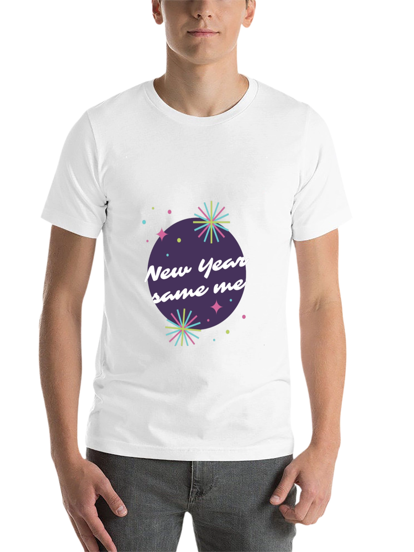 Black New Year Same Me Graphic Tee - Black Cotton Casual Shirt view 14