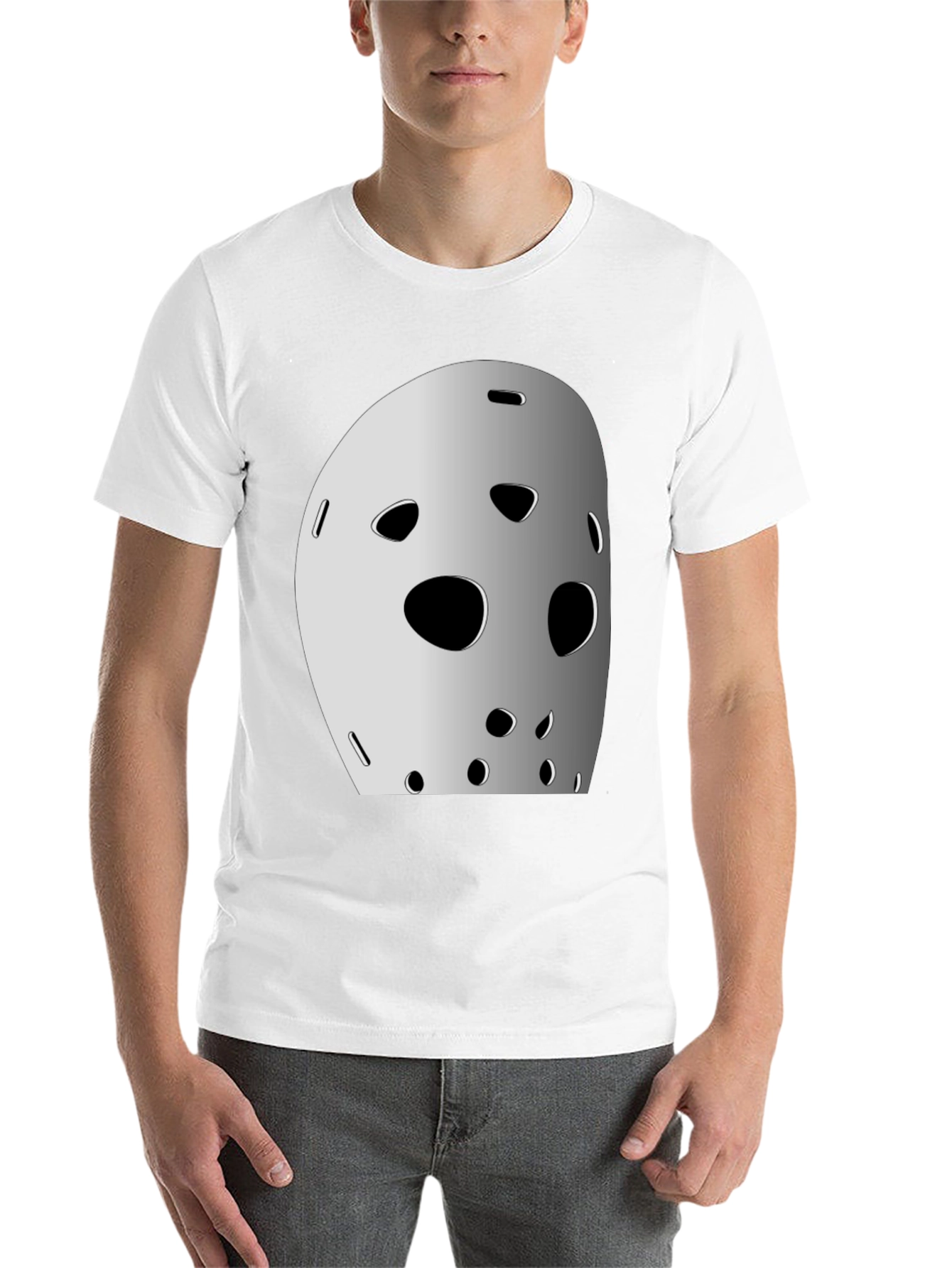 Black Hockey Mask Graphic Tee - Classic Horror Movie Style view 14