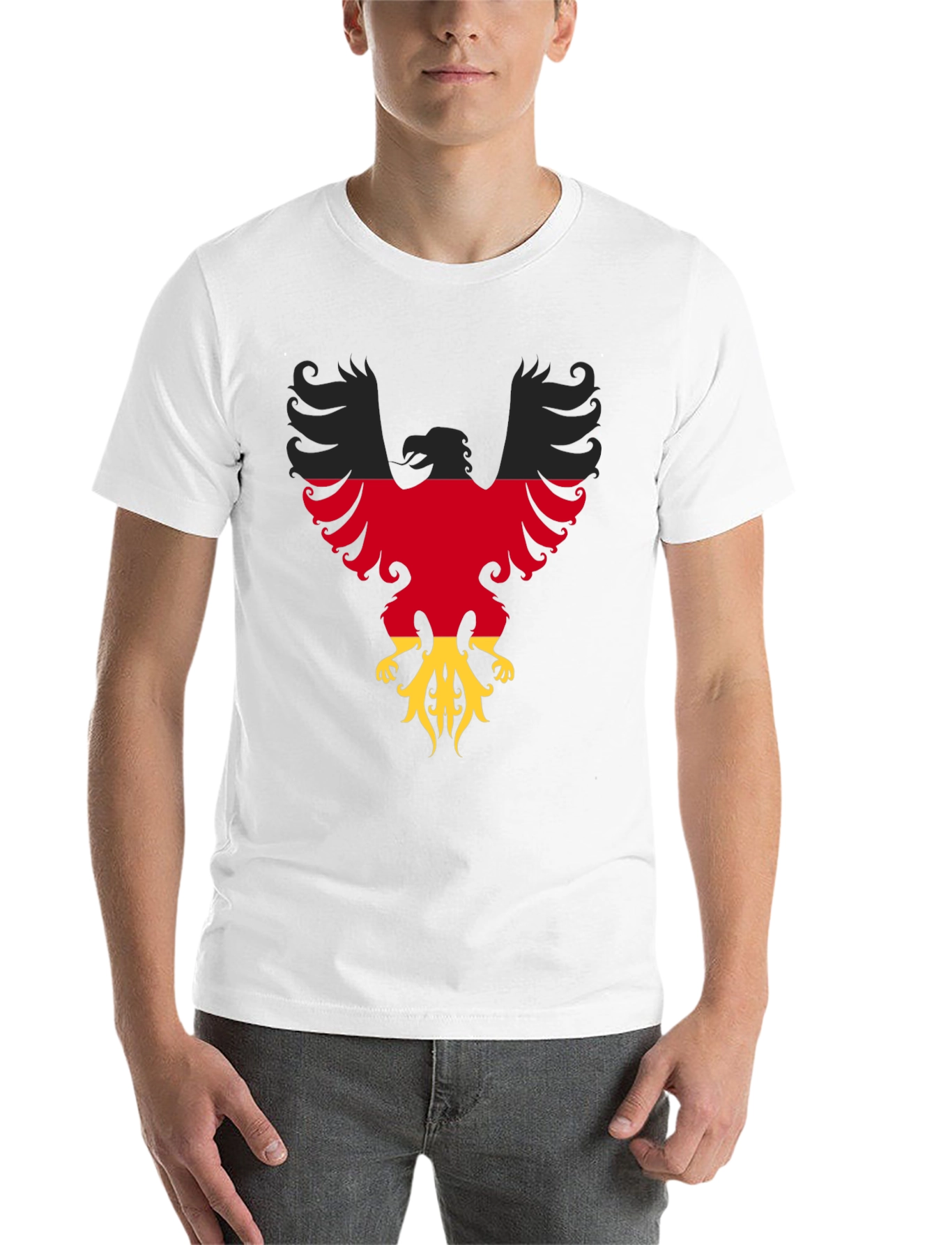 Black German Flag Eagle Graphic Tee - Black Cotton T-Shirt view 14