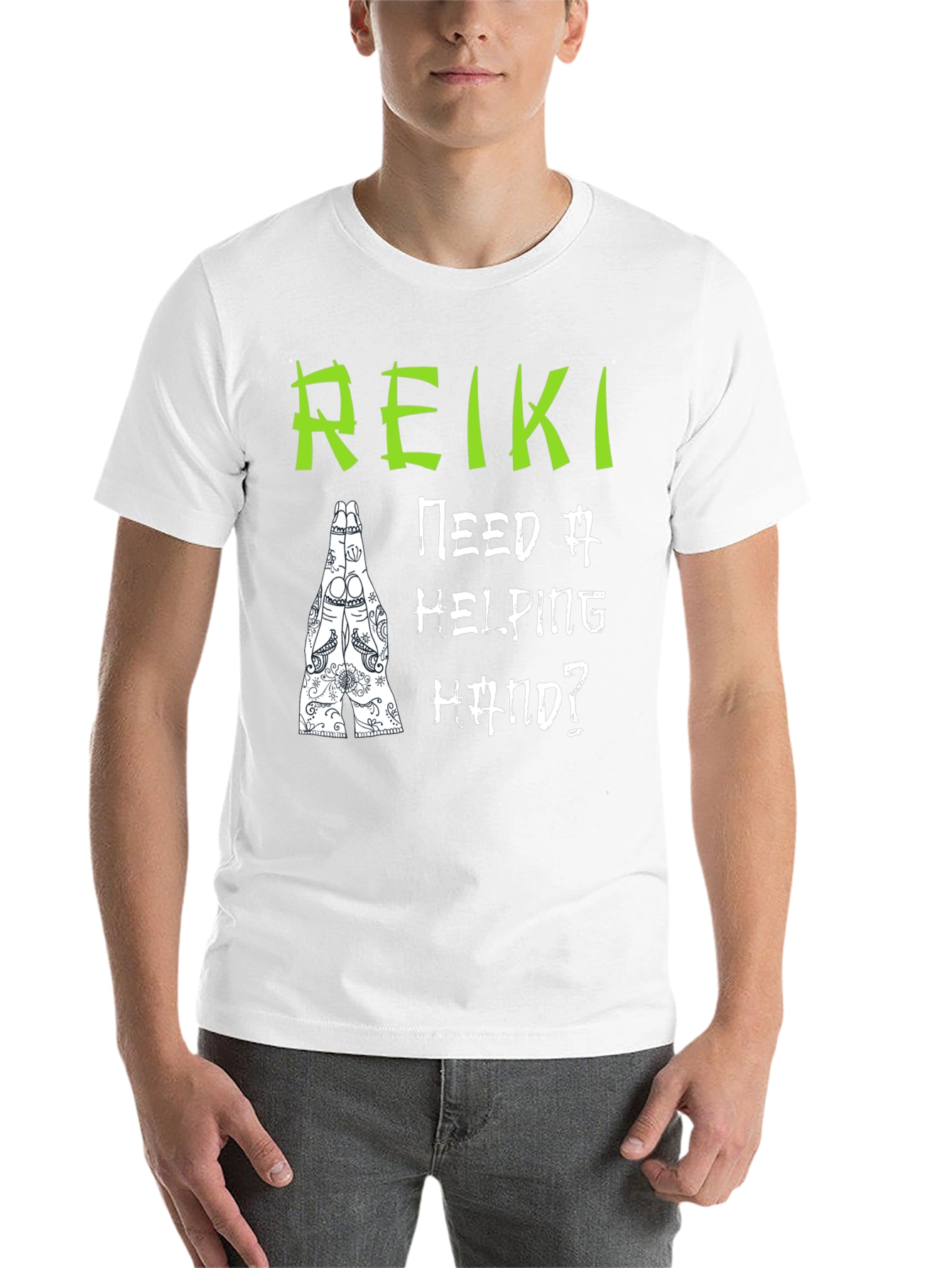 Reiki Helping Hand Black T-Shirt - Spiritual Design - 14