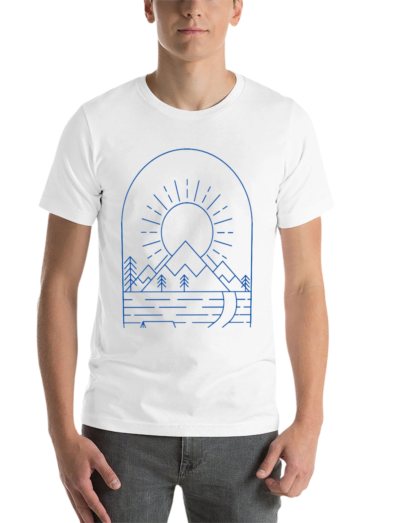 Black Modern Geometric Nature Graphic T-Shirt view 14