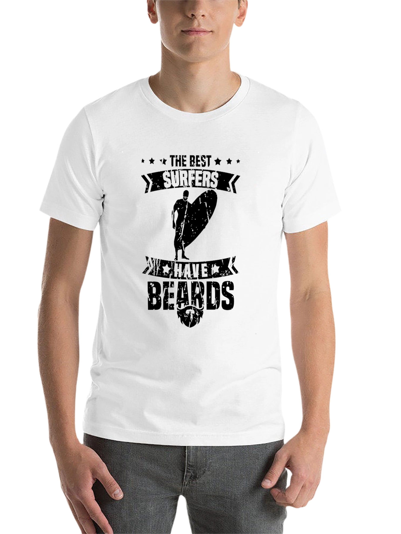 Black The Best Surfers Have Beards Graphic Tee view 14