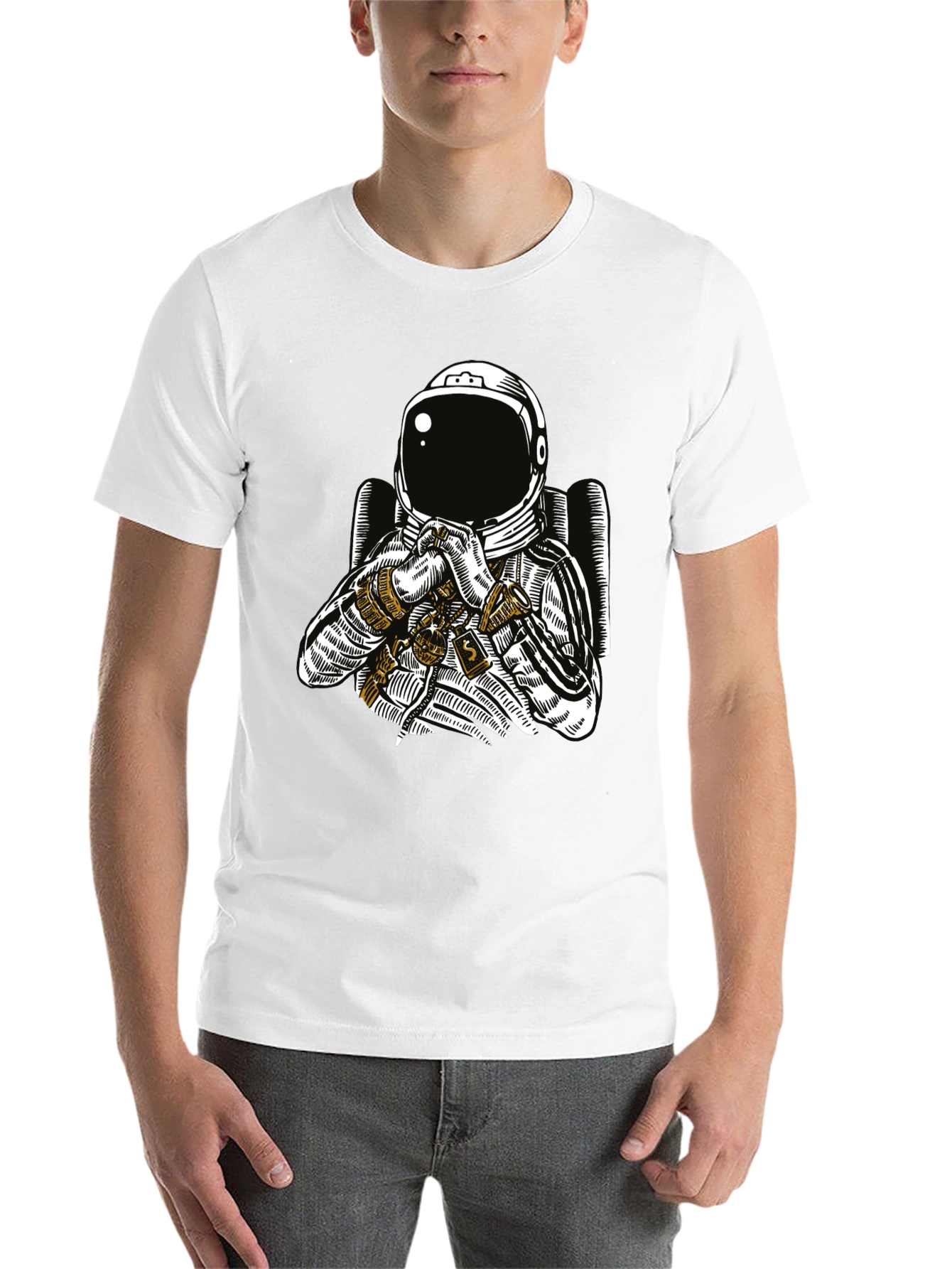 Black Astronaut Graphic Tee - Black Cotton T-Shirt view 14