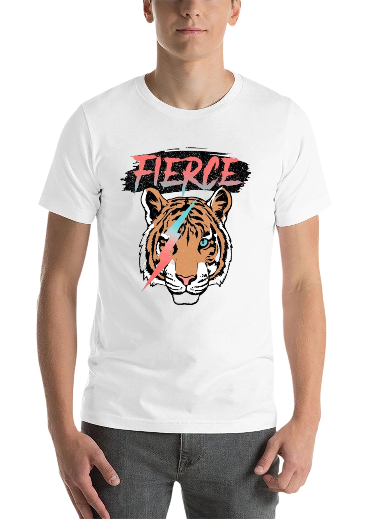 Black Fierce Tiger Graphic Tee - Stylish Men's Black T-Shirt view 14