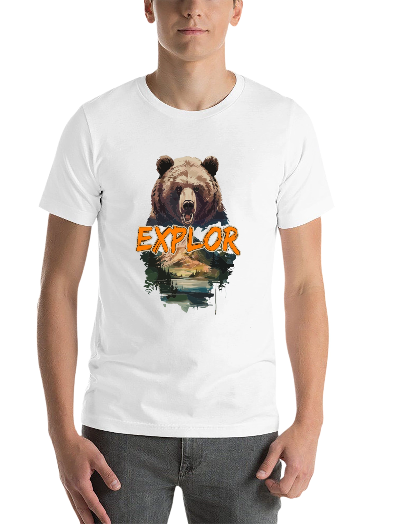 Black Explore Bear Graphic Tee - Nature Adventure Shirt view 14