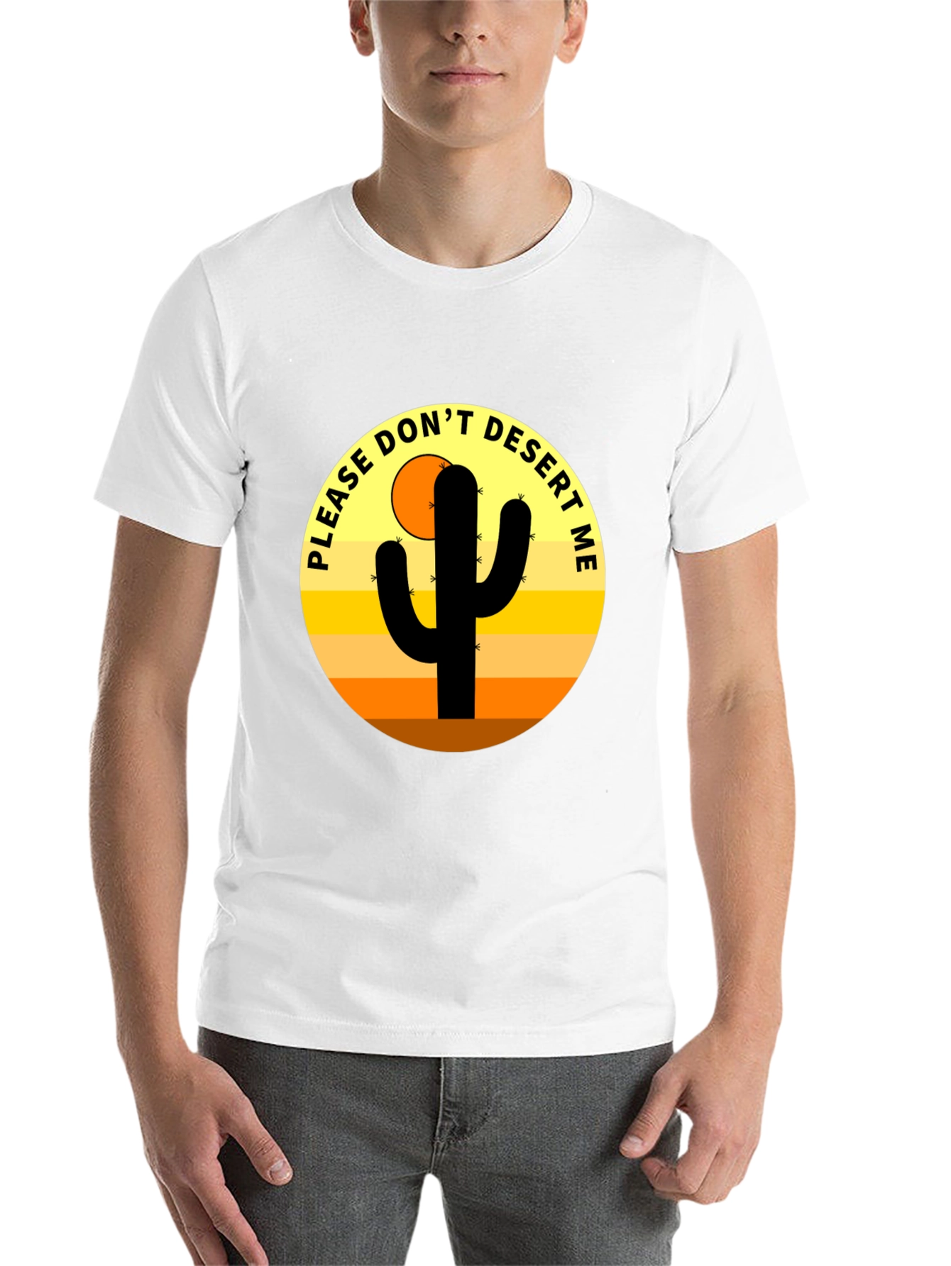 Black Cactus Desert Graphic Novelty Men's T-Shirt view 14