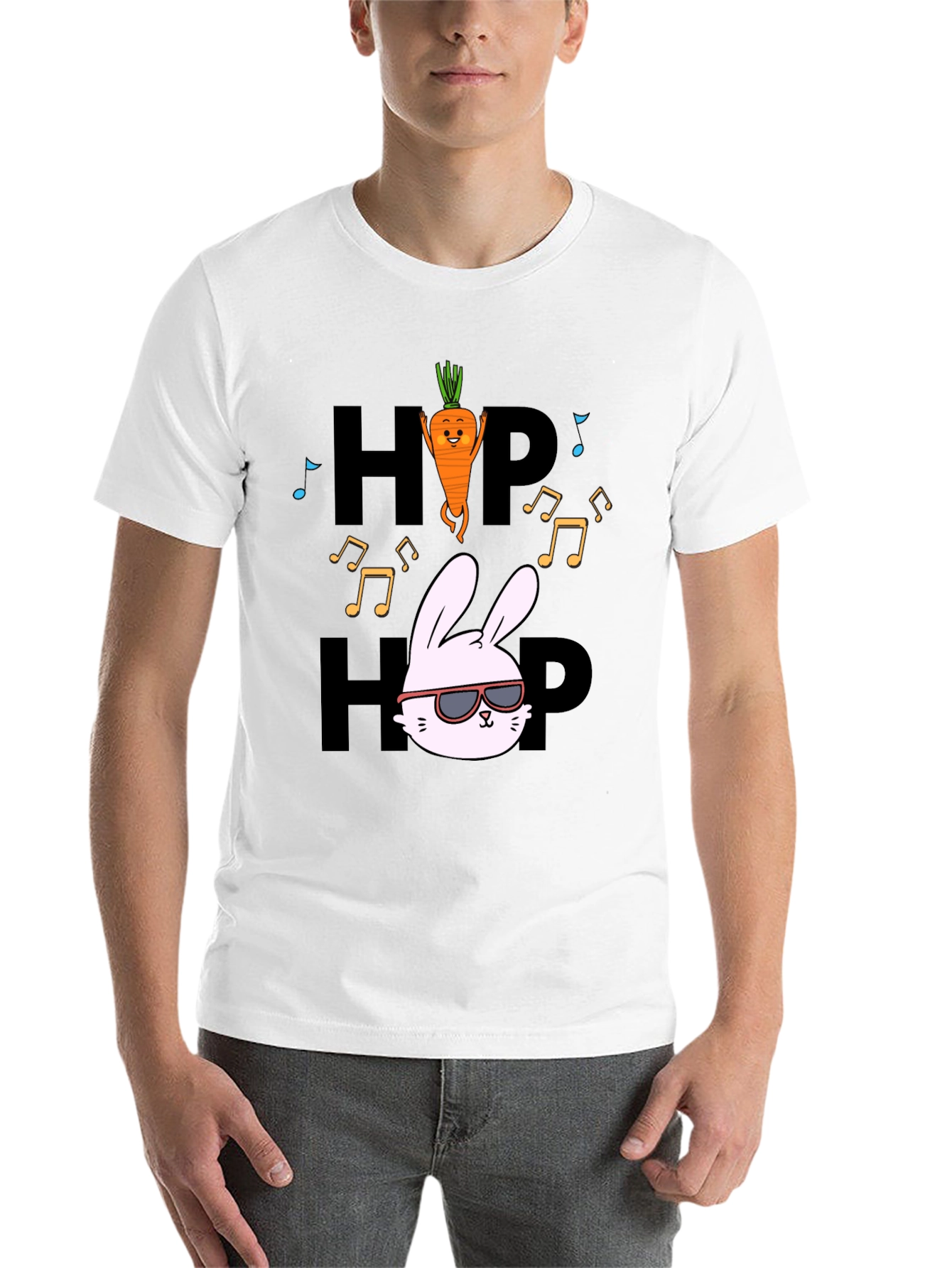 Black Hip Hop Bunny Carrot Music Black T-Shirt view 14