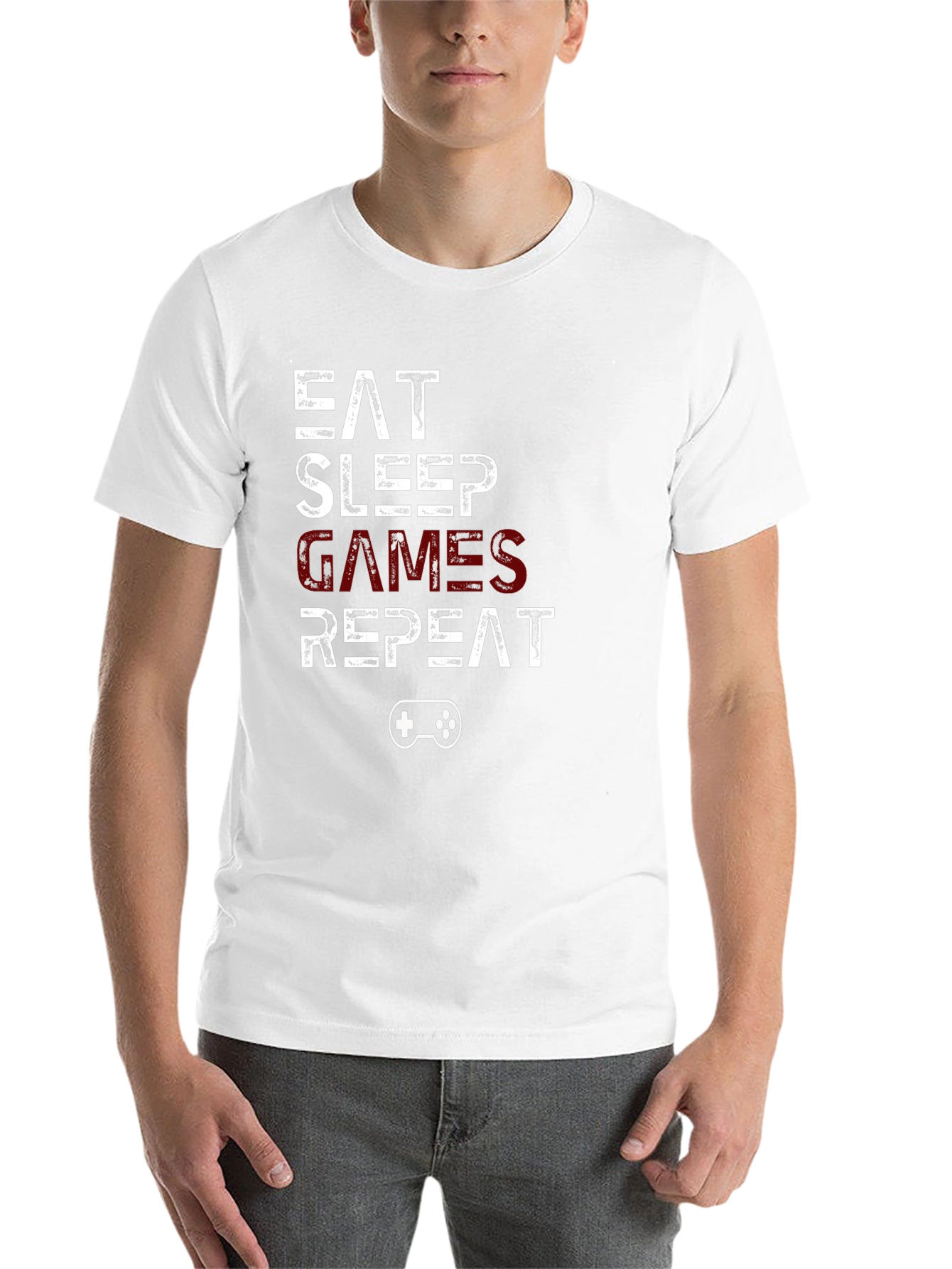 Black Eat Sleep Games Repeat Gamer T-Shirt view 14