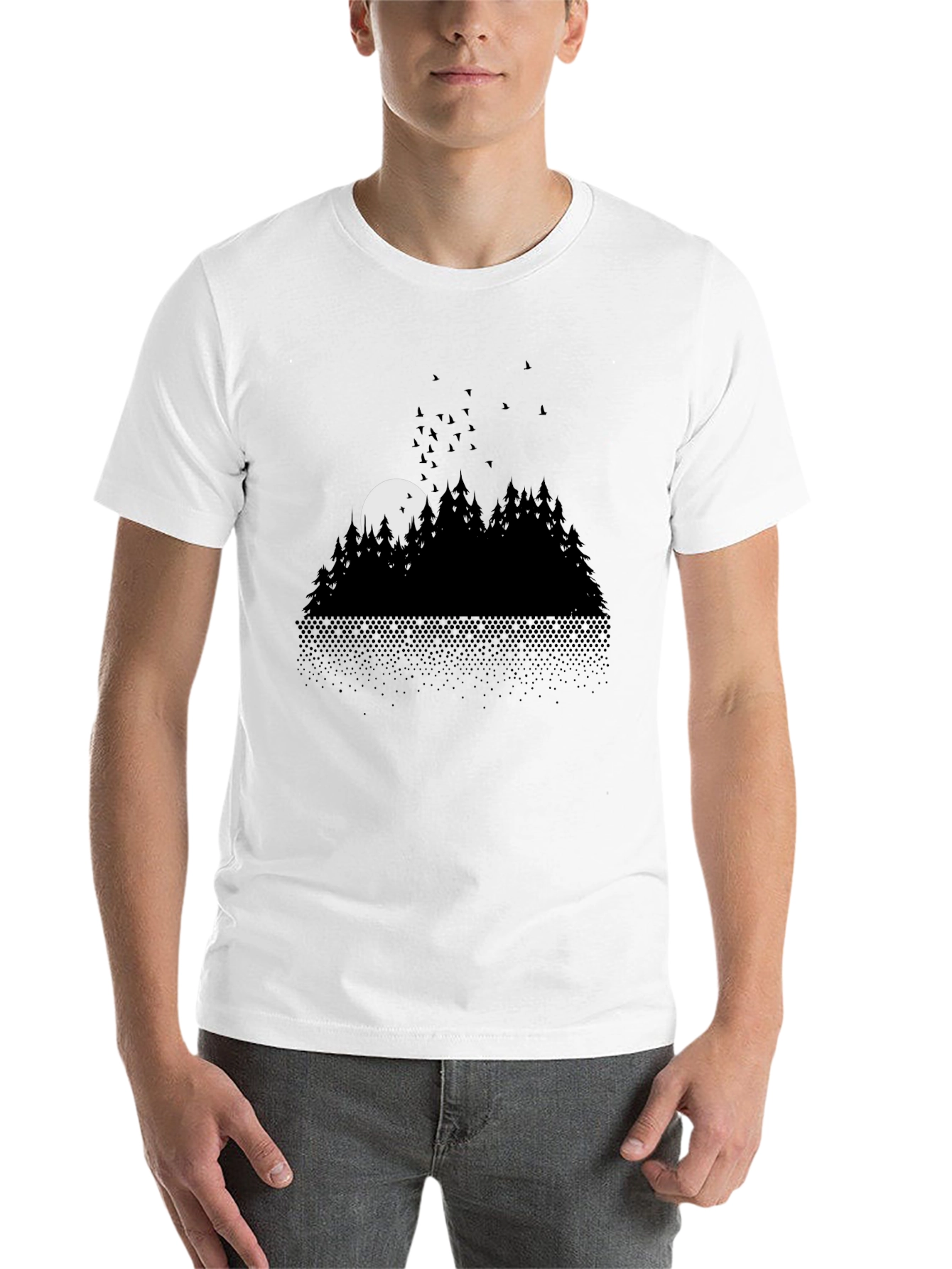 Black Midnight Forest Graphic Tee - Black view 14