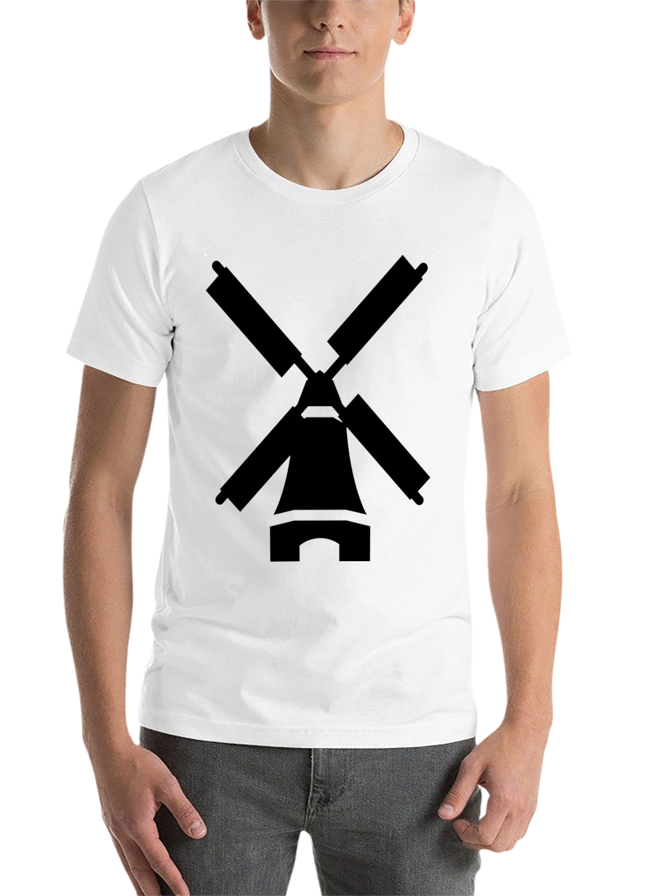 Black Windmill Graphic Tee - Black Cotton Blend T-Shirt view 14
