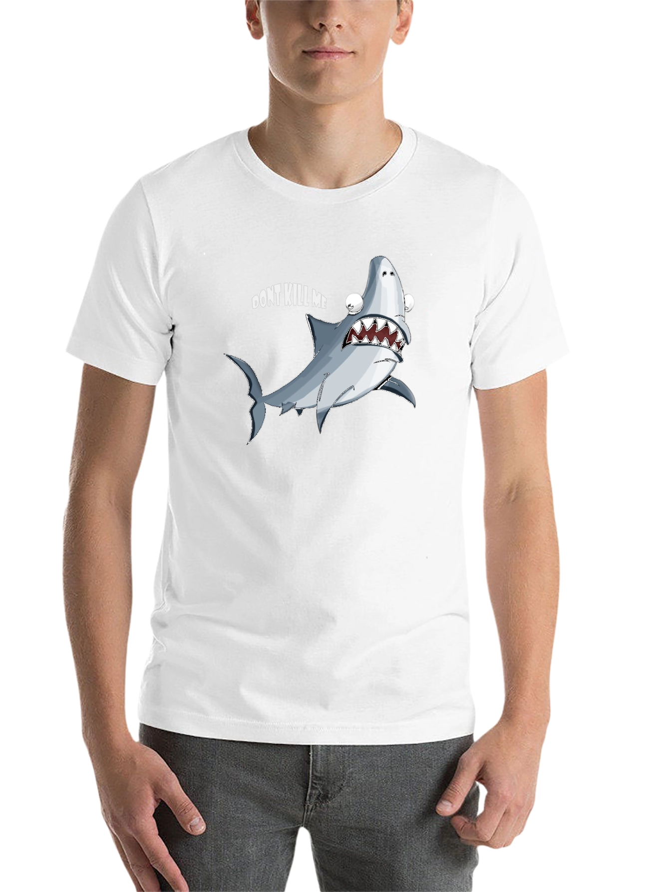 Black Funny Shark Graphic Tee - "Don't Kill Me" view 14