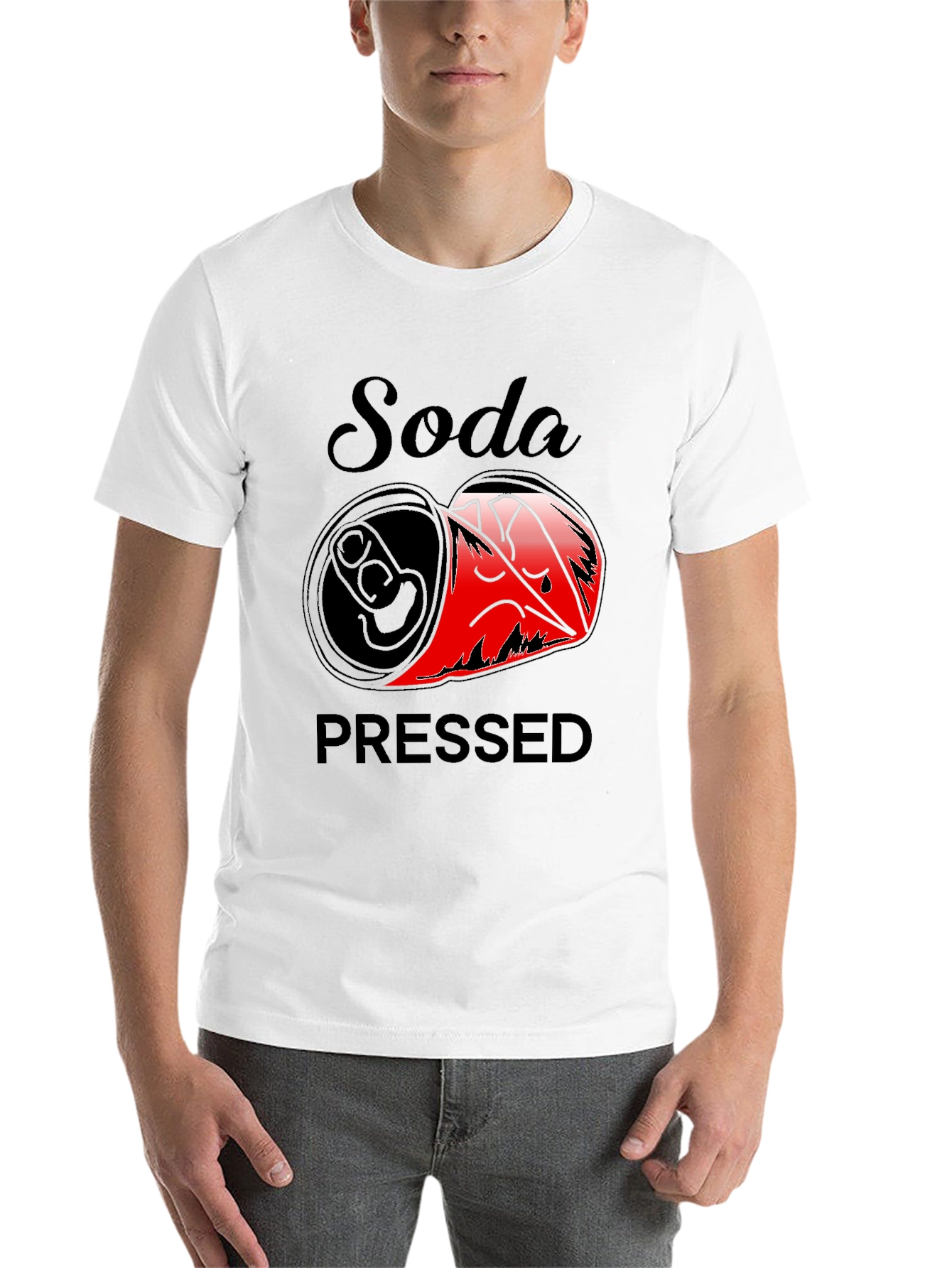 Black Soda Pressed Graphic Tee - Funny Pun T-Shirt view 14