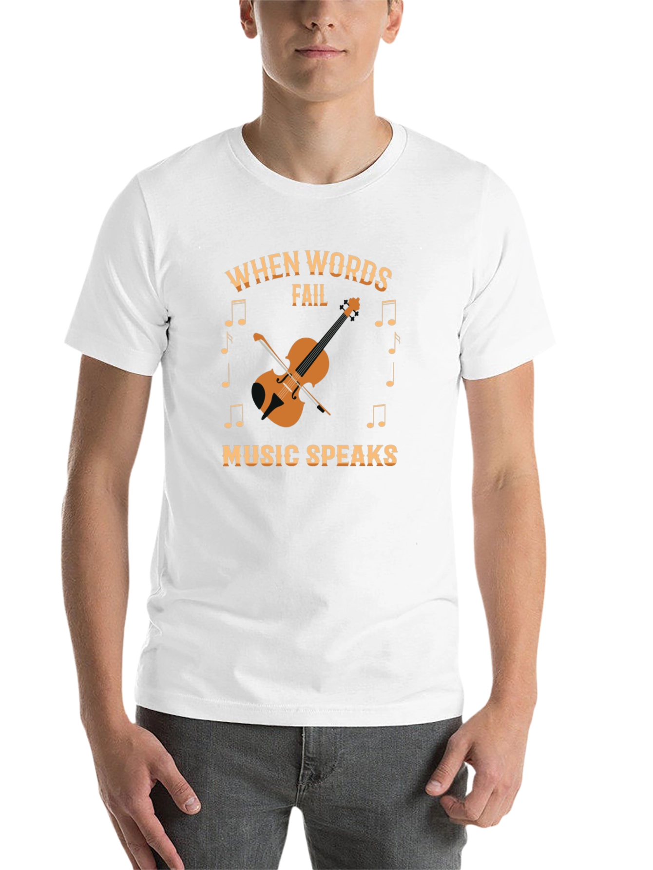 Black Music Speaks T-Shirt - Words Fail Violin Design view 14