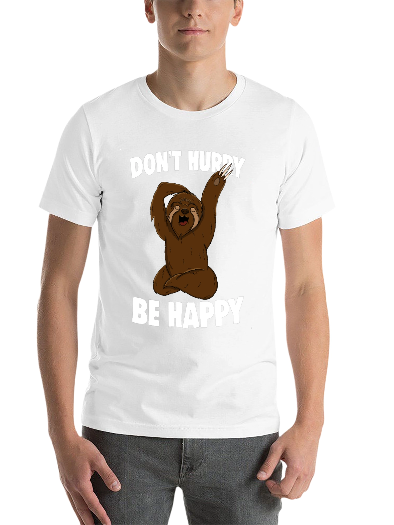 Black Sloth Yoga T-Shirt - Don't Hurry Be Happy view 14