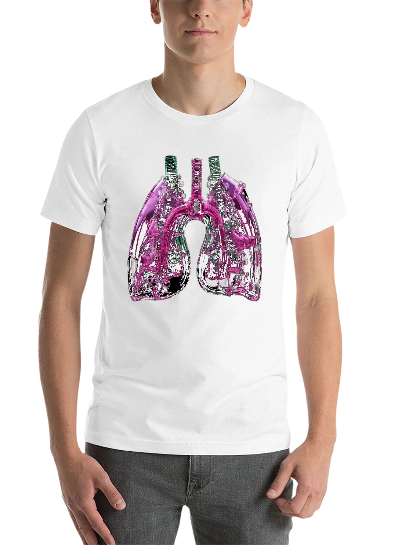 Black Abstract Lungs Graphic Tee - Black Cotton Blend view 14