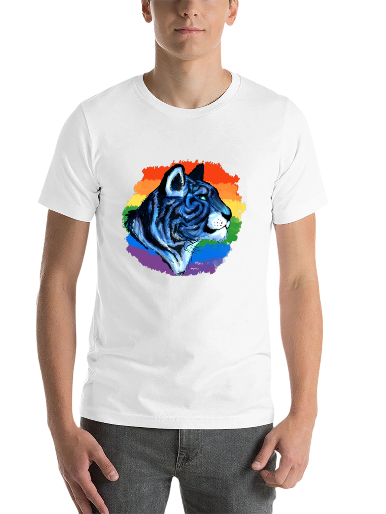Black Rainbow Tiger Graphic Tee - Pride T-Shirt view 14