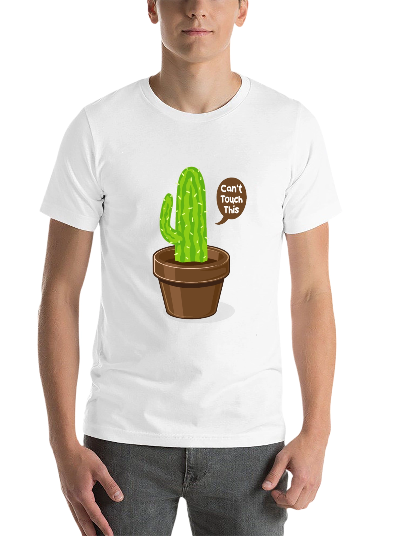 Black Cactus Humor Graphic Tee - 'Can't Touch This' Shirt view 14