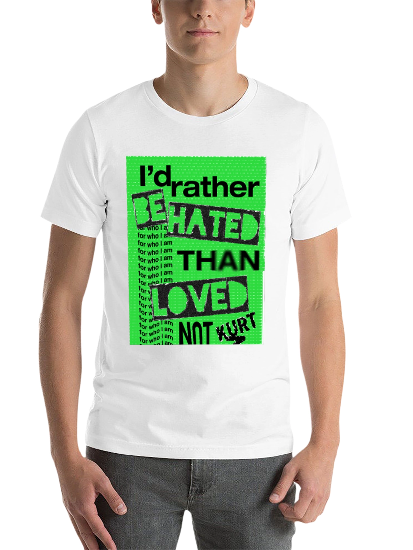 Black I'd Rather Be Hated Men's Graphic Tee view 14