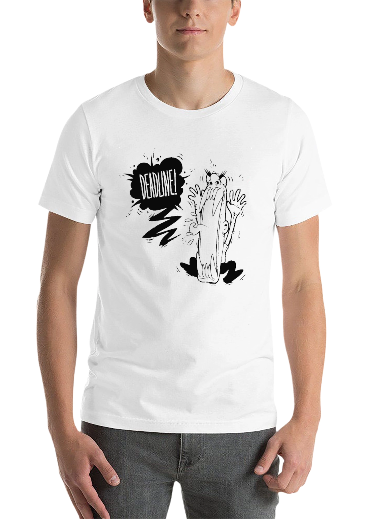 Black Deadline Cartoon Graphic Black T-Shirt view 14