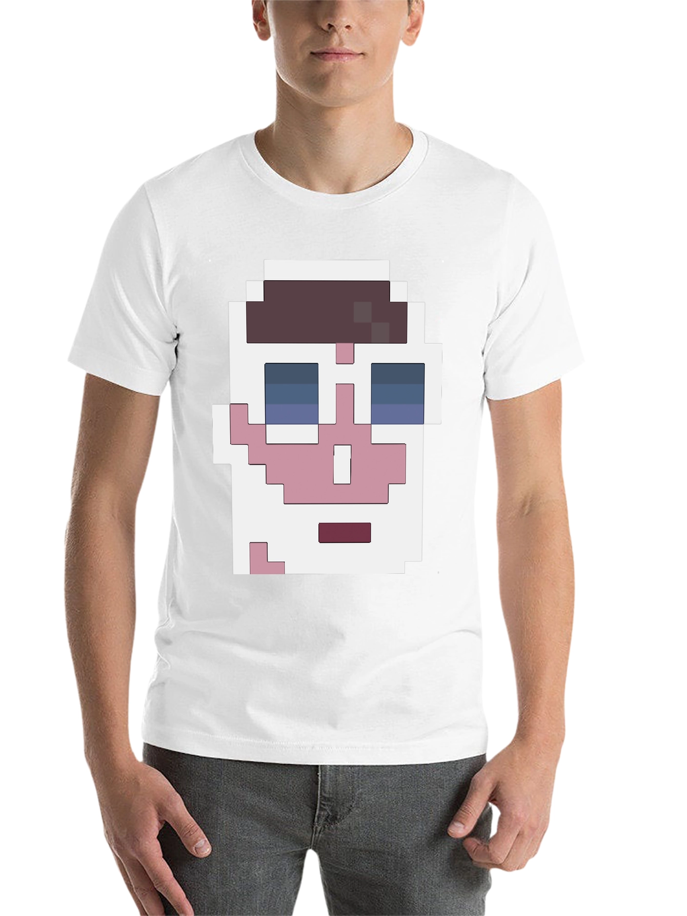 Black Pixelated Face Graphic T-Shirt - Cool Retro Style view 14